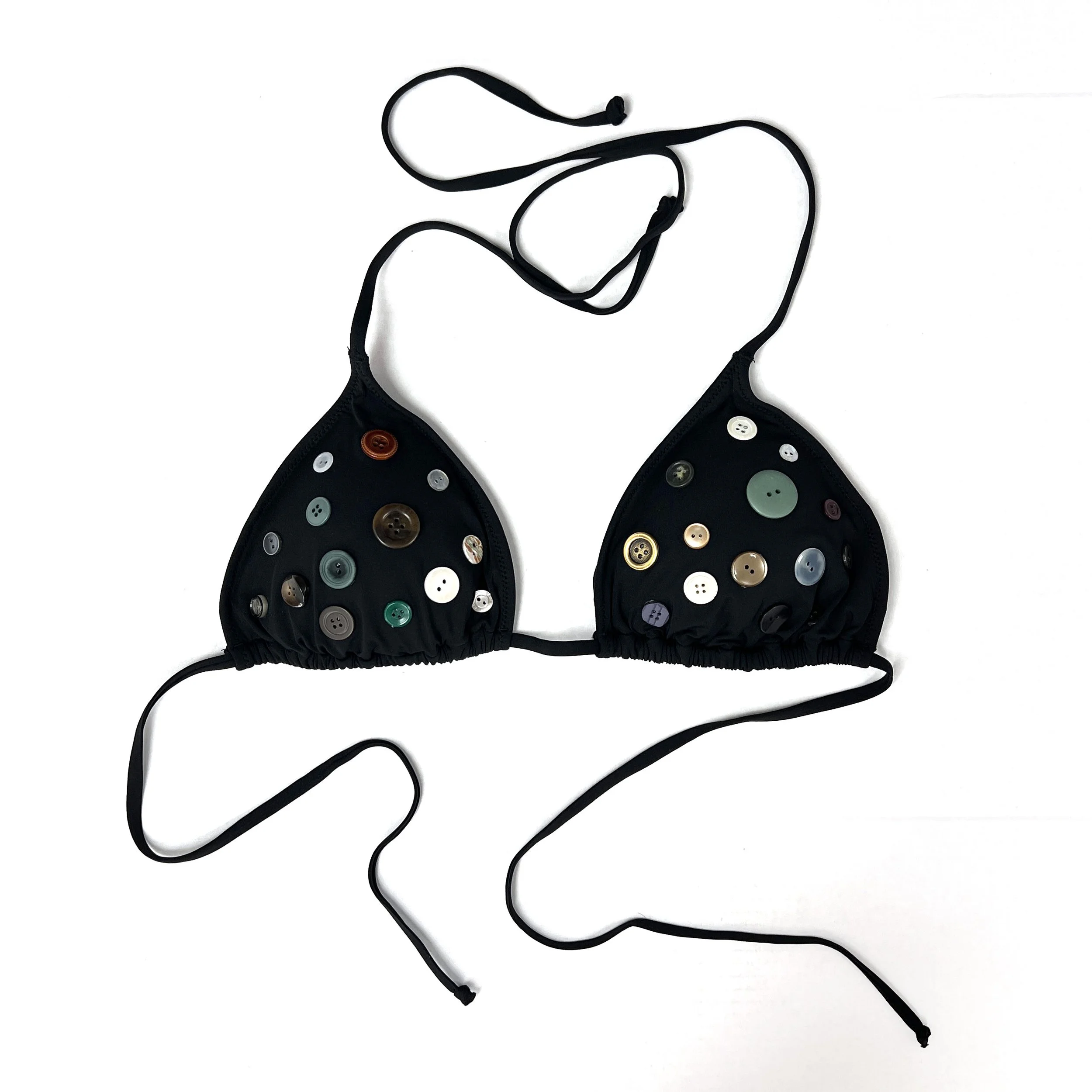 ELLEN JARNEFELT Black Button Bikini Top 4