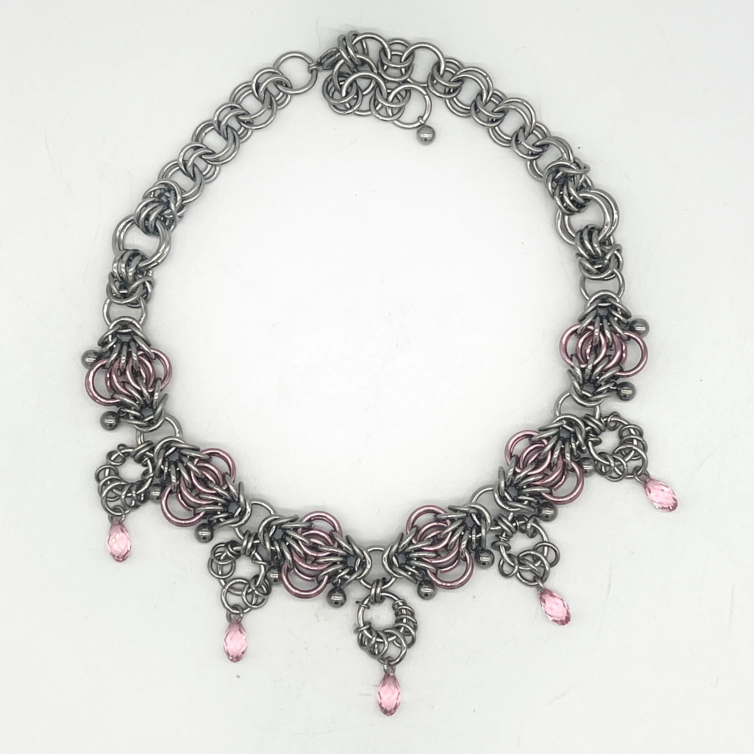 SWORDHEARTED Pink Crystal Dewdrop Necklace