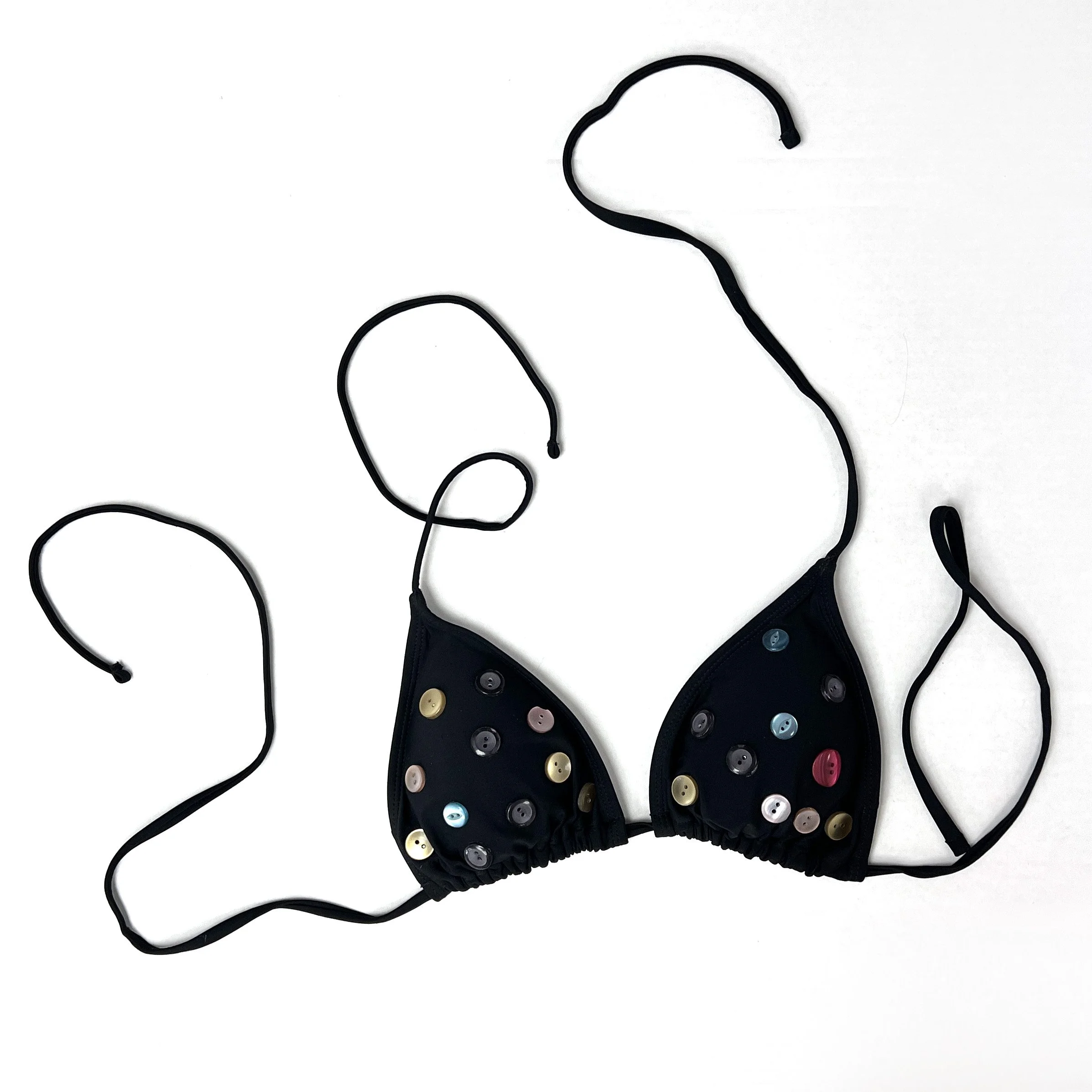 ELLEN JARNEFELT Black Button Bikini Top 3