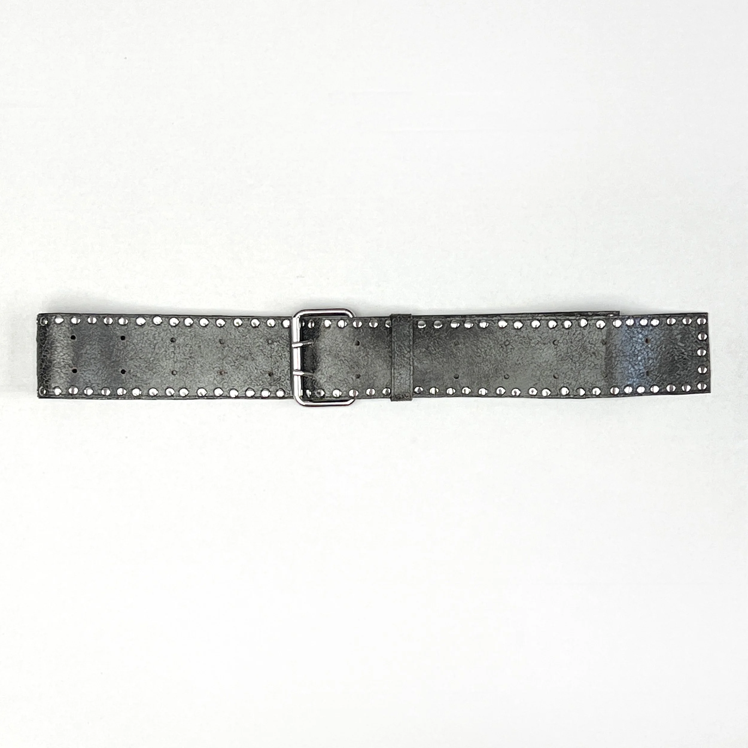 HELENA EISENHART Cracked Black Wide Leather Stud Belt