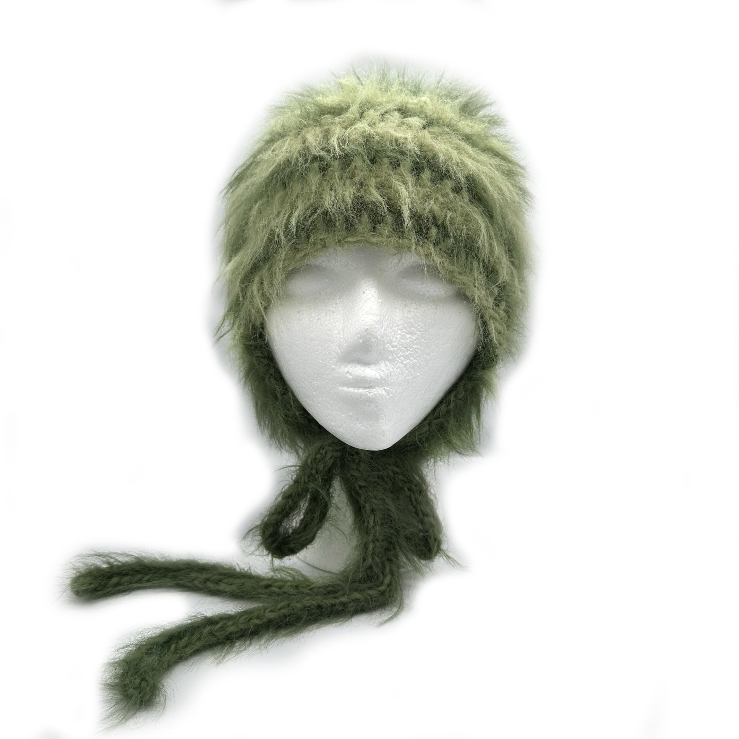 DAZY CHAINS Green Fuzzy Bonnet