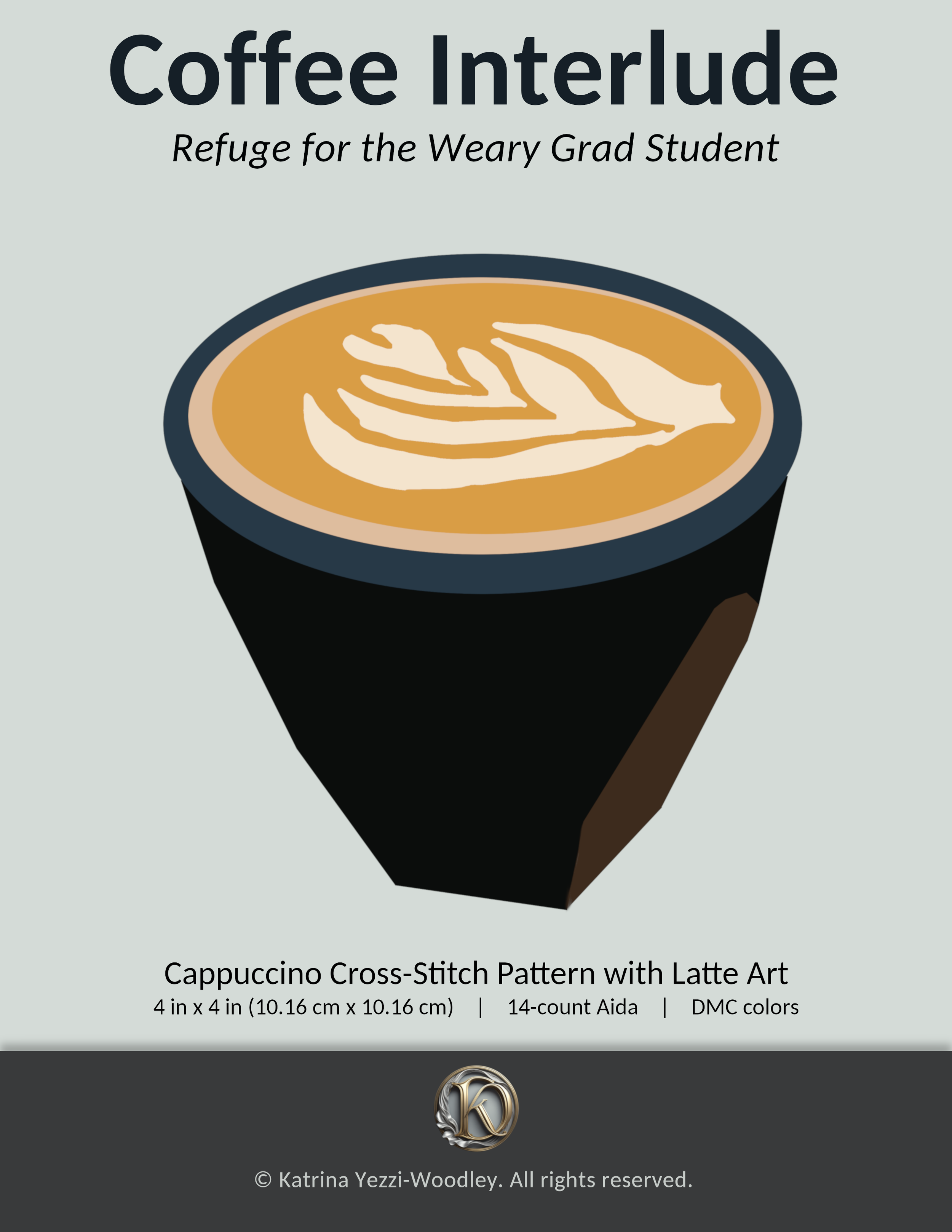 Cappuccino Cross-Stitch Pattern with Latte Art | Coffee Interlude