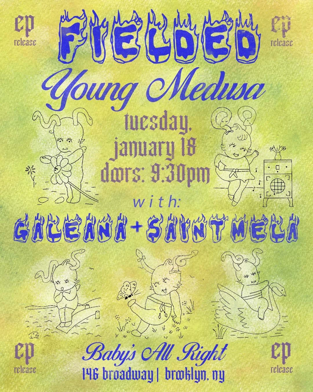Poster for musician Fielded's EP Release - Young Medusa