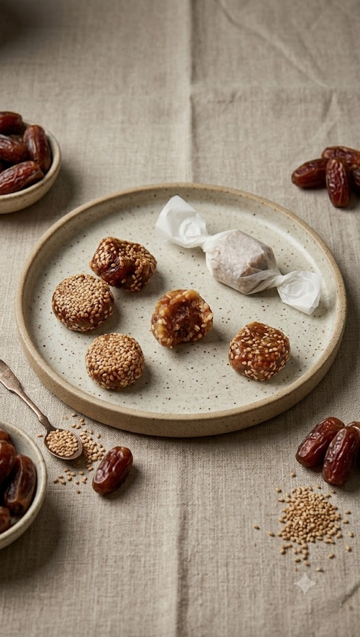 Date + sesame toffees