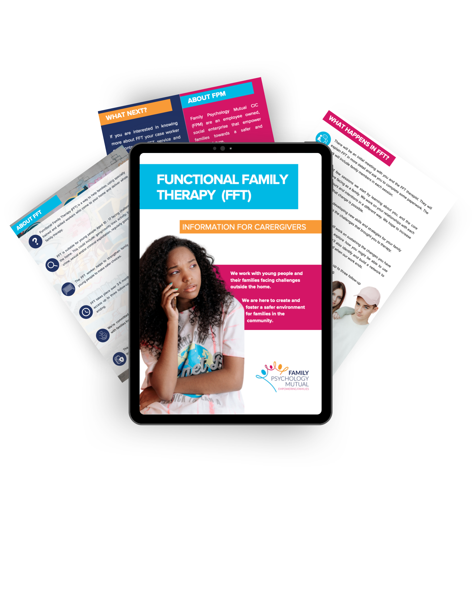 mockup of the information for caregivers leaflet