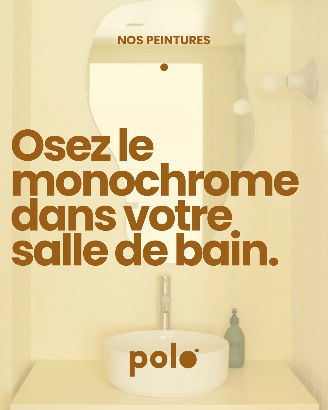 Nos peintures sont disponibles dans les m&ecirc;mes couleurs que nos meubles.

Le meuble, les accessoires, et m&ecirc;me les murs !
L&rsquo;occasion de tester le full monochrome 🎨

#polopolo #monochrome #salledebain #couleur #peinture #designinterie