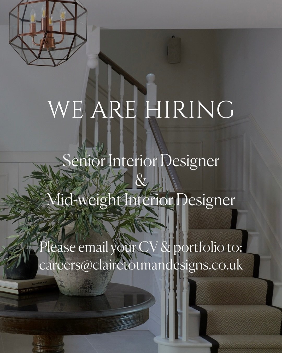WE ARE HIRING! Senior Interior Designer or Mid-weight Interior Designer. An exciting opportunity to join the CTD team as we take on more fantastic projects across Surrey. Swipe across to see more on both roles ⬅️ 

If you are talented, hard working a
