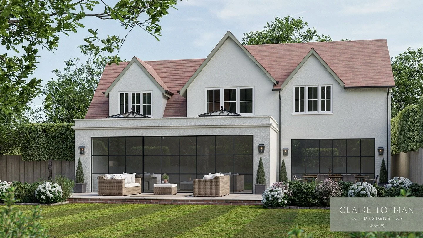 A few weeks ago we posted the proposed front elevation, here is the proposed rear. Construction is well underway. Swipe across to see the existing ⬅️. An E-design project where we were instructed to enhance the exterior of this property to improve th