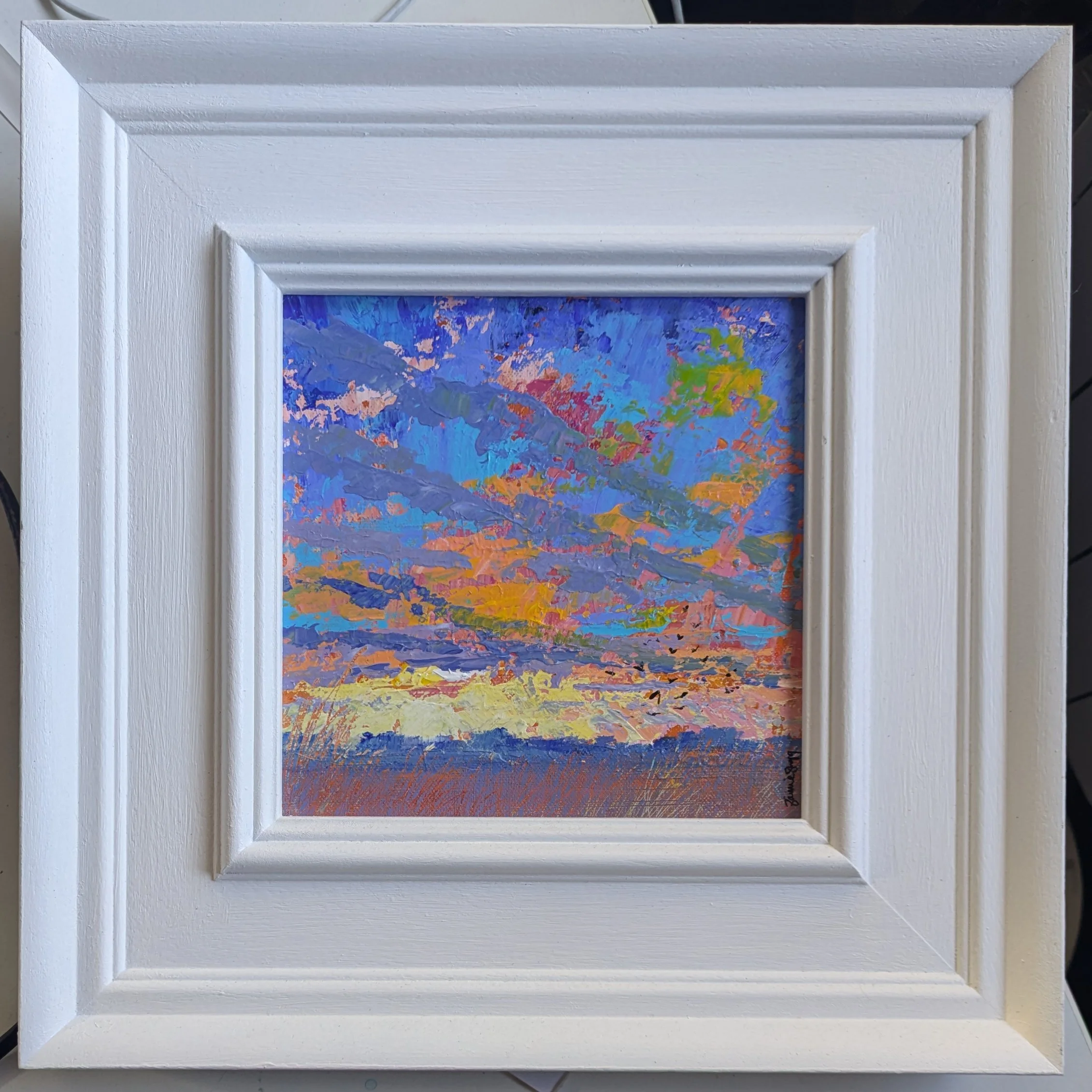 Fenland sunset painting front with frame.jpg