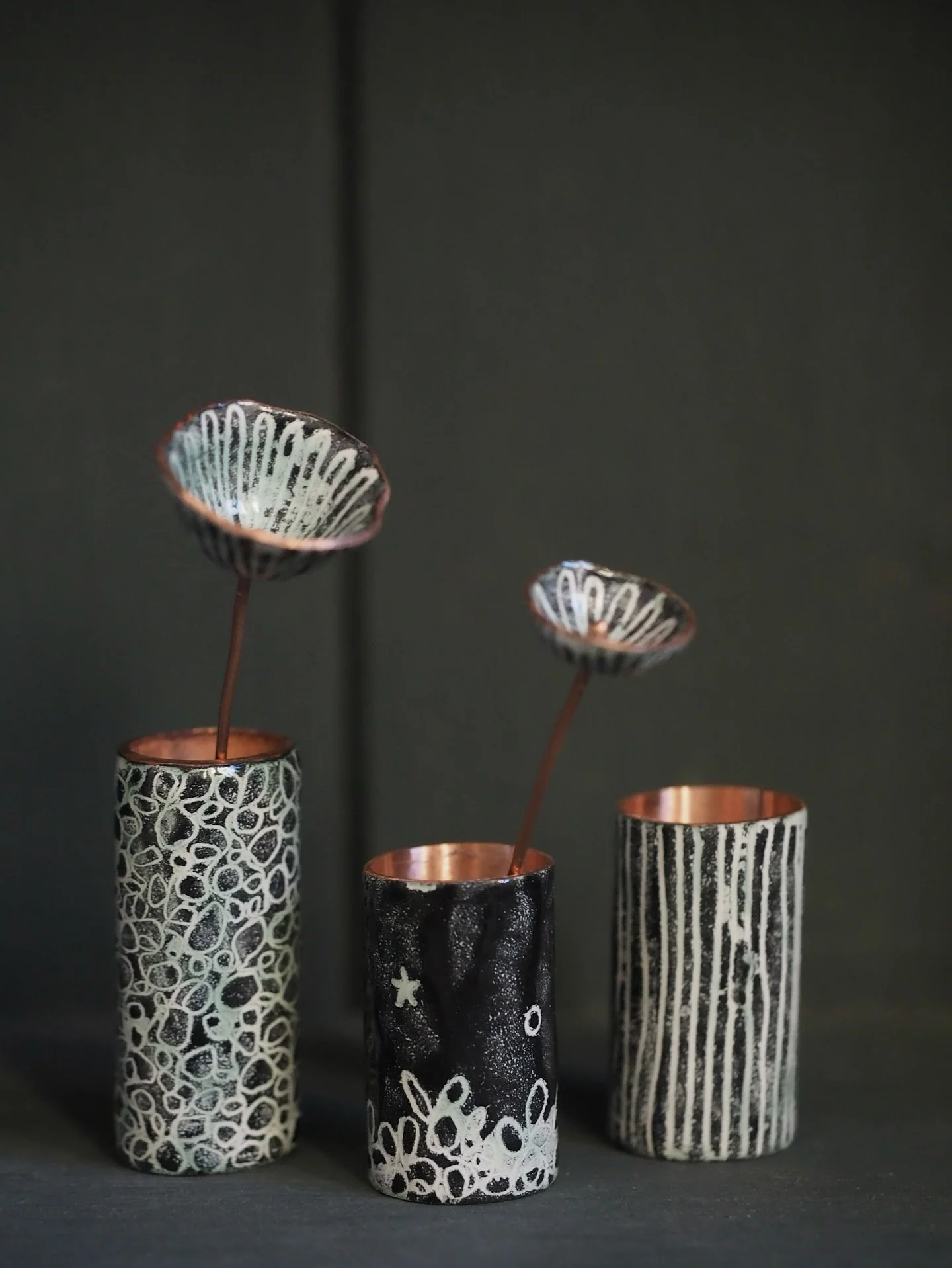 Getting ready for my next show LUSTRE @lakesidearts in Nottingham 7th-9th November ✨
These new teeny flowers will be making their debut, they look very sweet nestled in my little enamel vessels. 
This is one of my favourite shows of the season and