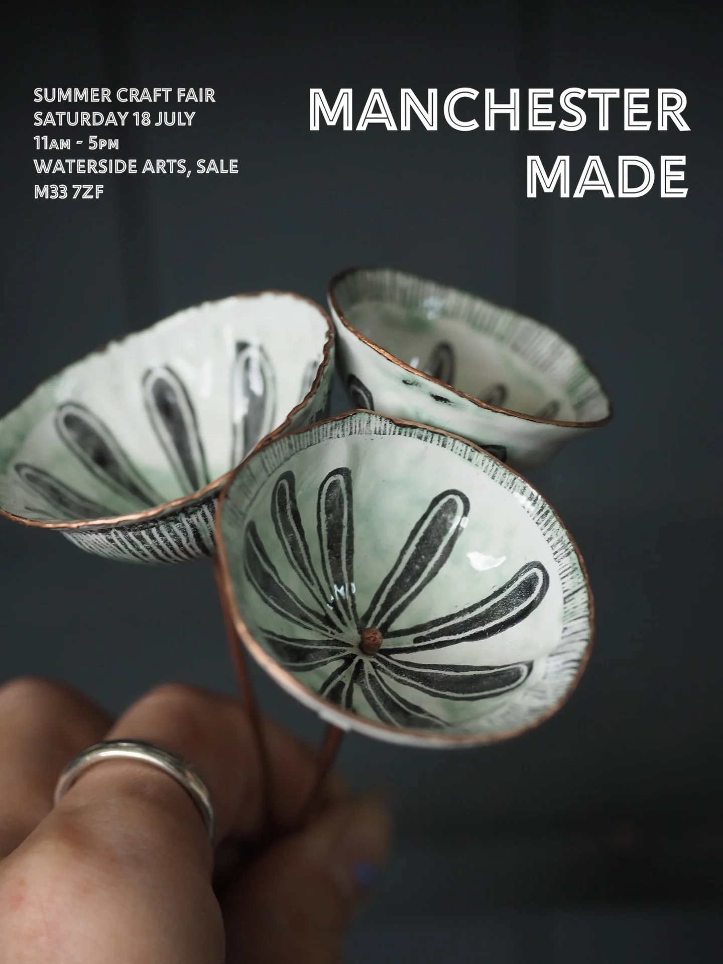 My final event of the summer is this Saturday! 

I&rsquo;ll be returning to Manchester Made @watersidearts_ in Sale which is a great local event, do come along if you can. I still have some new pieces left to finish on the bench ready to bring with m