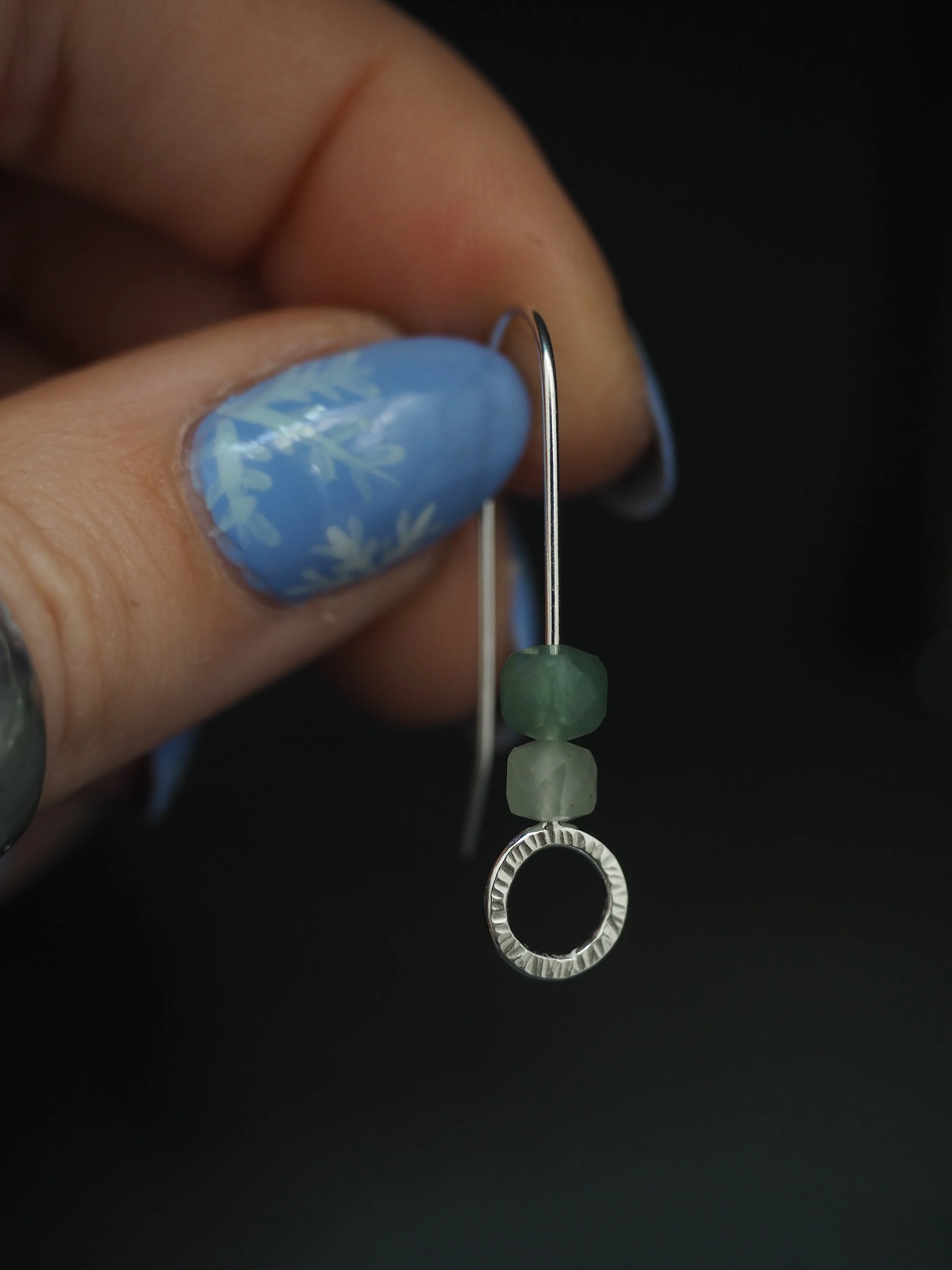 Sophie Victoria Anderson silver and aventurine threader earrings 2.jpg