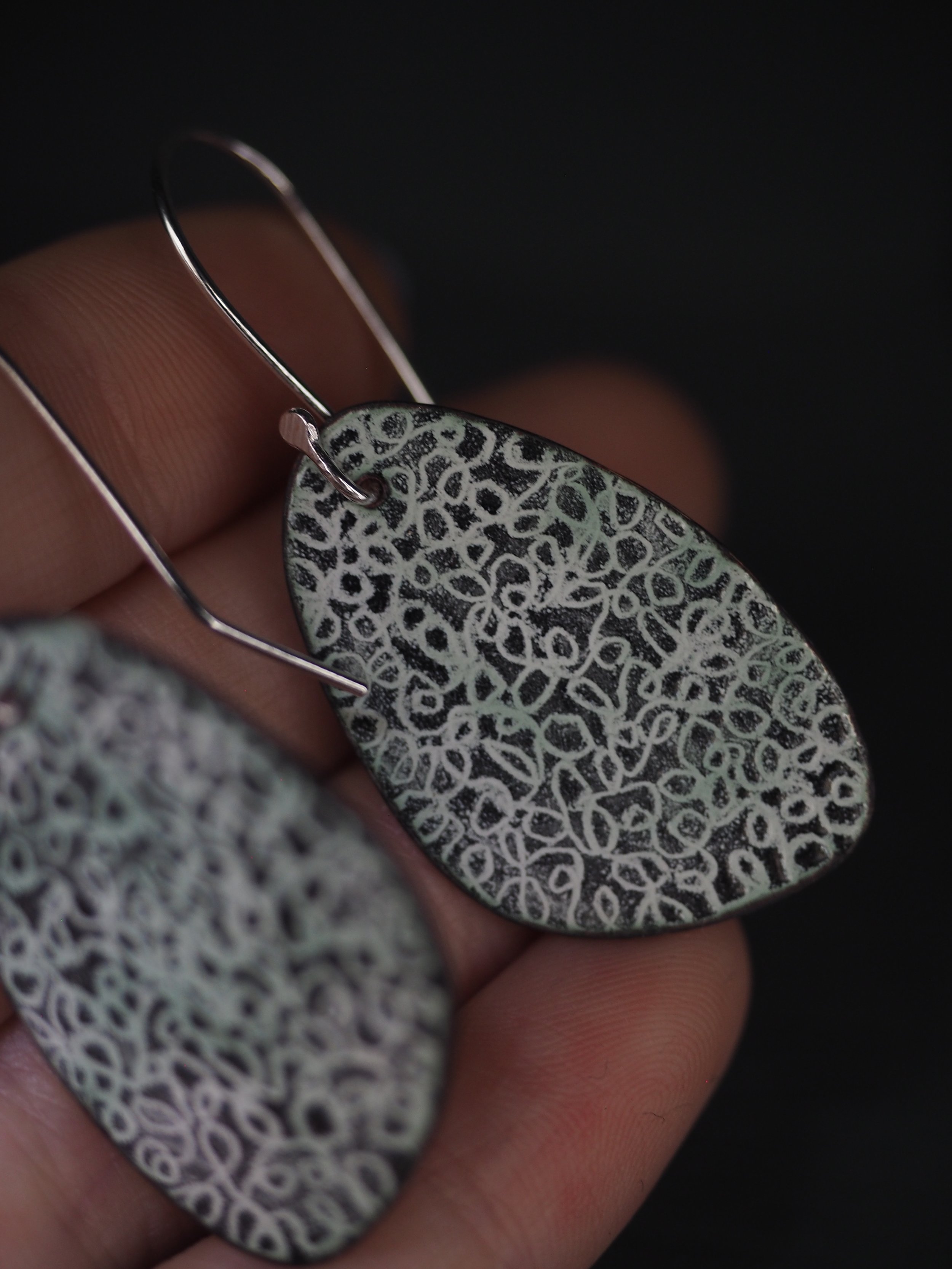 Pebble Hook Earrings - Green