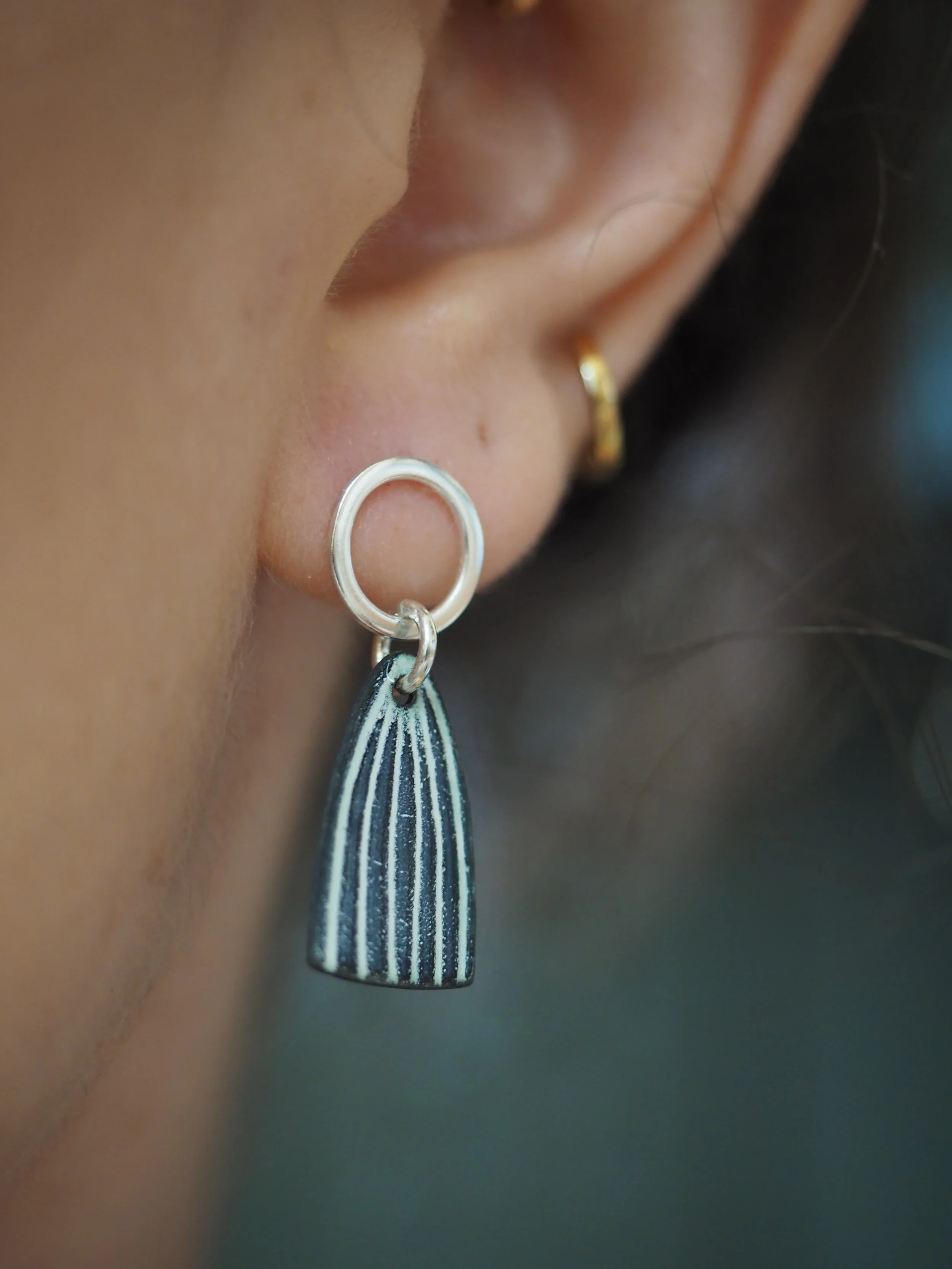 Circle stud with elora drop earrings