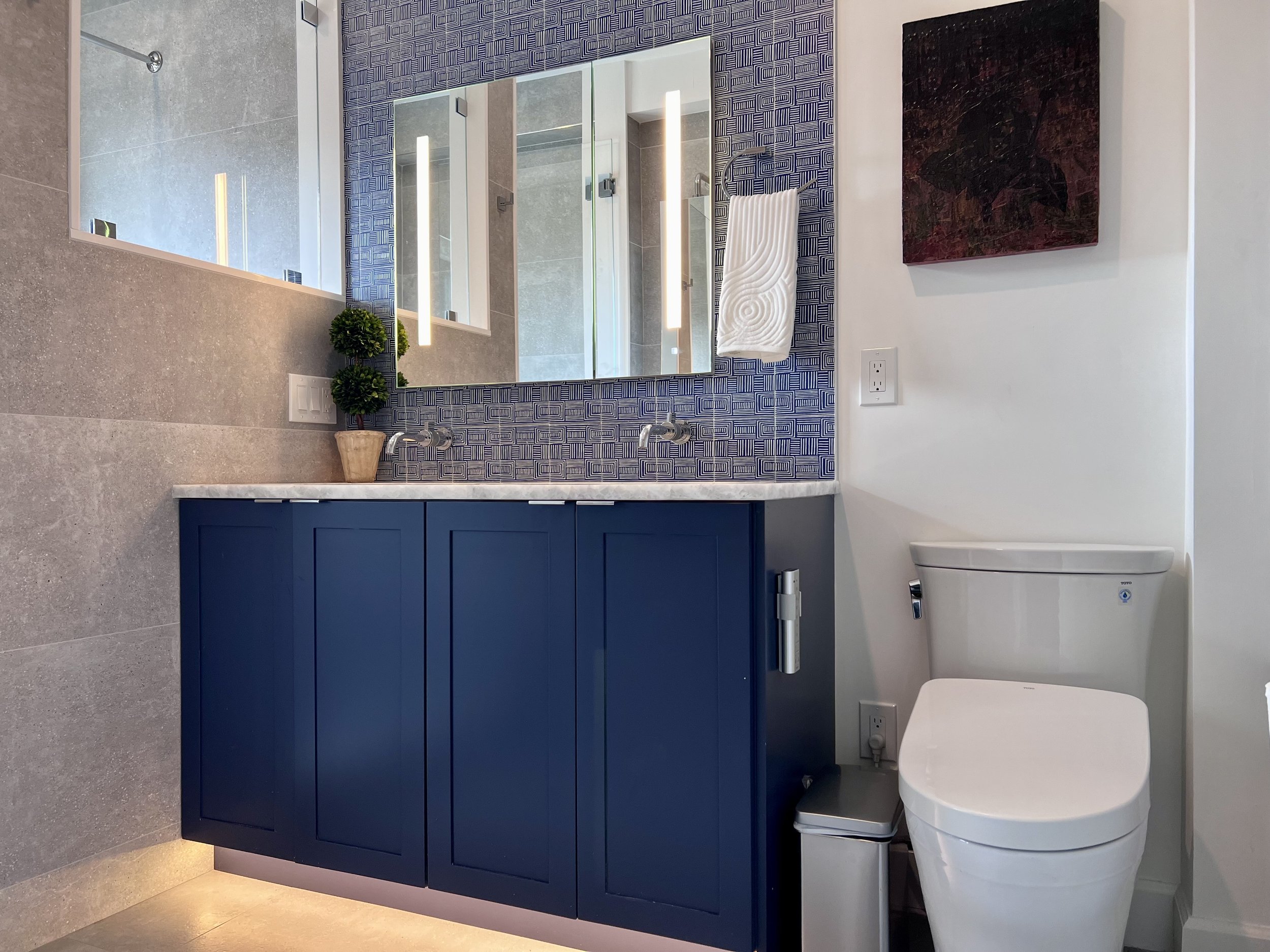 Blue and gray Bathroom