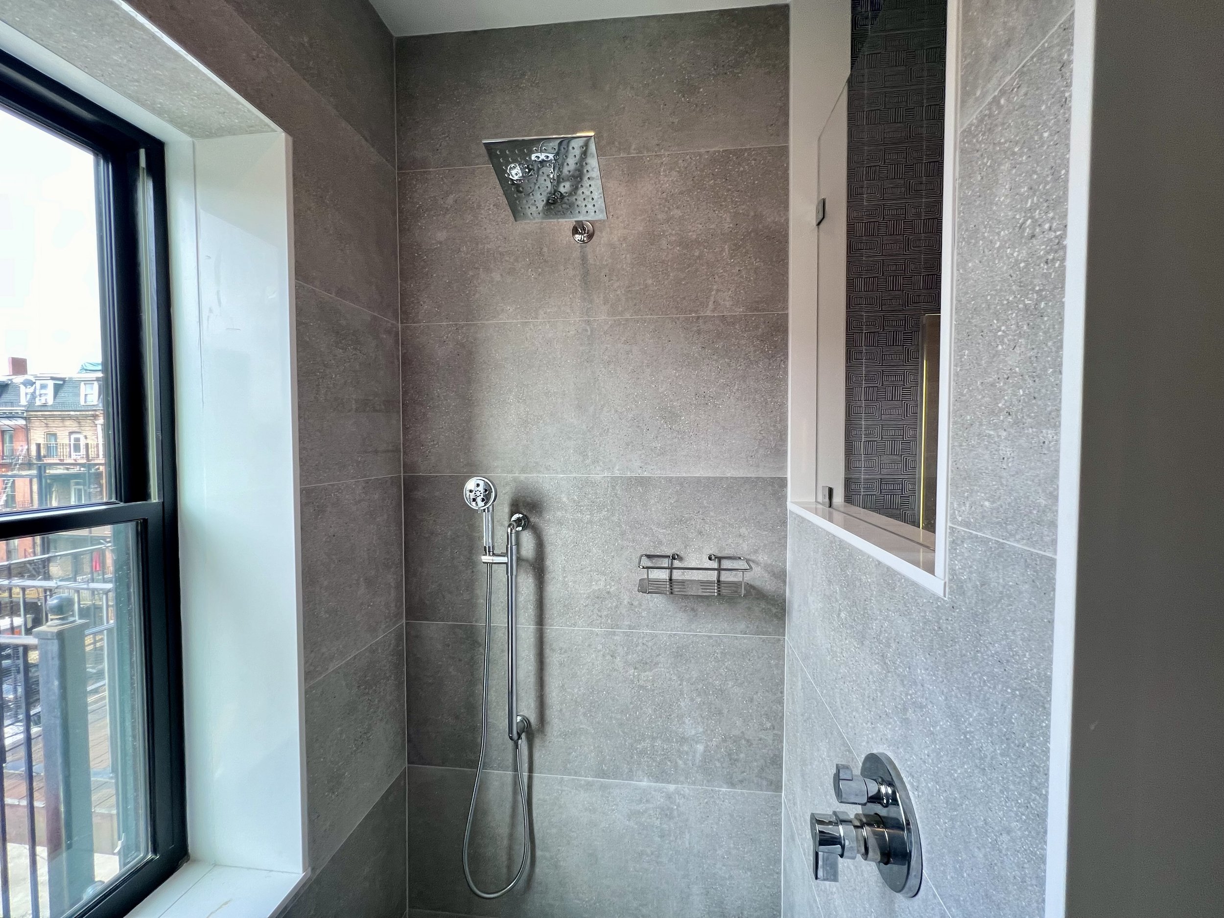 Blue and gray Bathroom