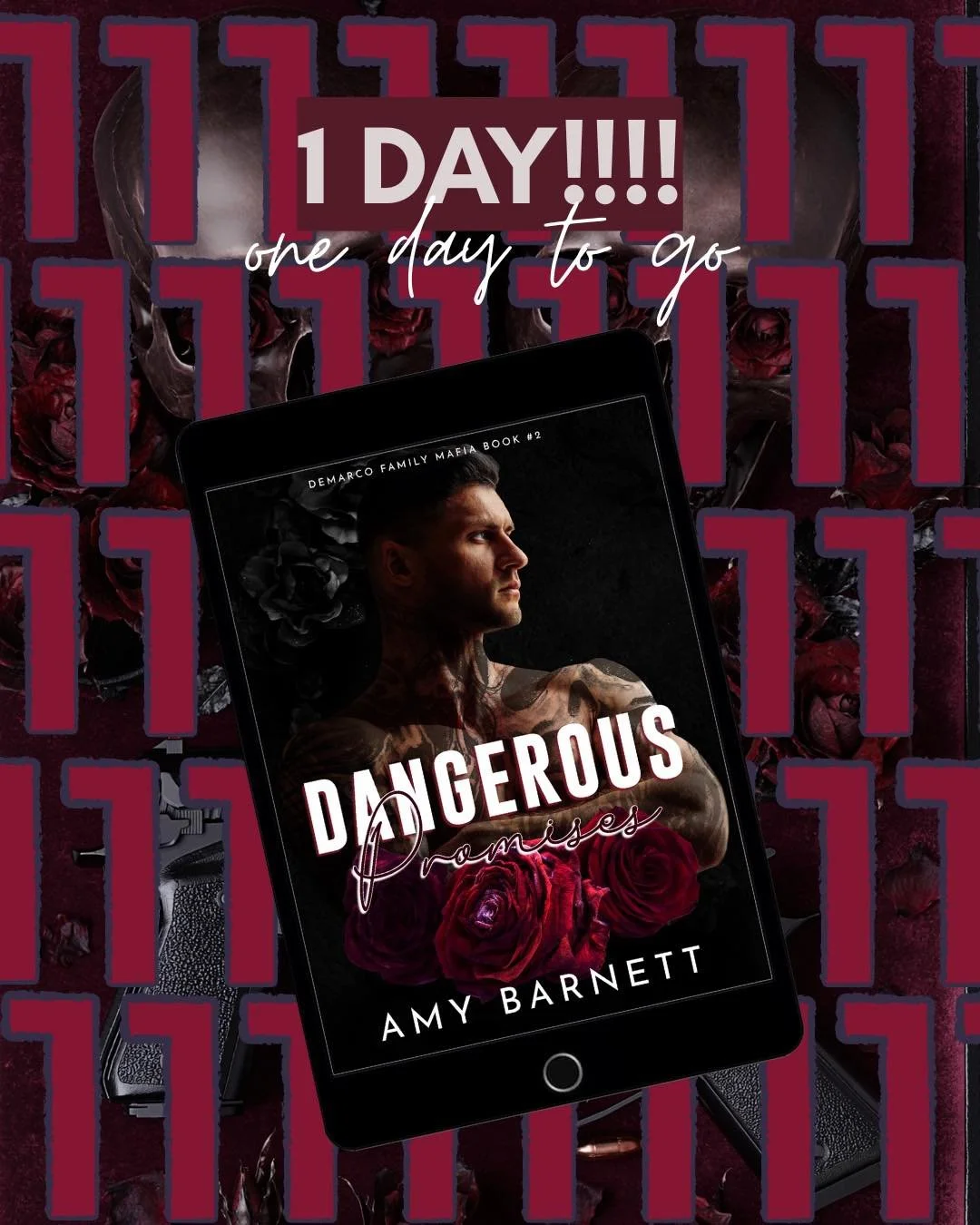 1 day!!

🥀Dangerous Promises🥀 follows Sage and Alexei as they seek revenge against each other for the ultimate betrayal. 

🥀 Kill or be killed 
💀 Death pact 
🥀 Enemies to lovers 
💀 Forced proximity 
🥀 Hateful but spicy
💀 Book #2 in series 

?