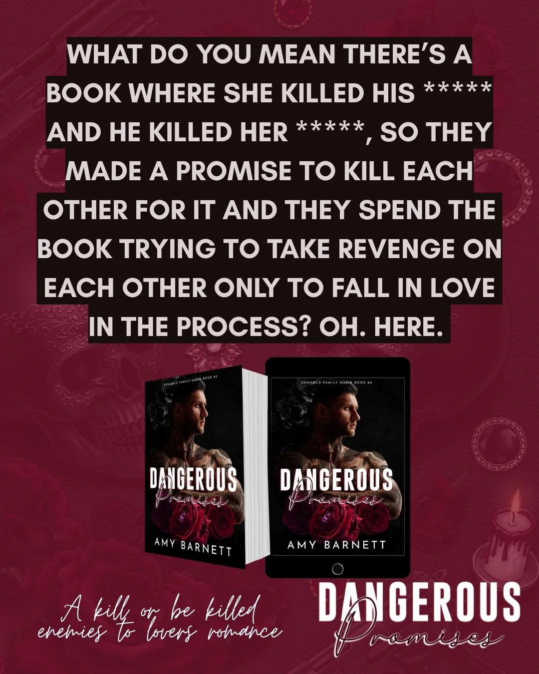 They each killed someone the other loved. 

🥀Dangerous Promises🥀 follows Sage and  Alexei as they seek revenge against each other for the ultimate betrayal. 

🥀 Kill or be killed 
💀 Death pact 
🥀 Enemies to lovers 
💀 Forced proximity 
🥀 Hatefu