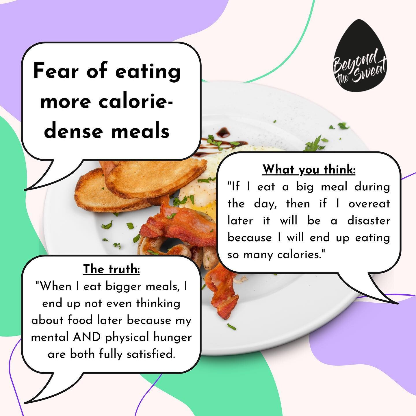 If I had a penny for every time I saw this one, I would have a whole lotta pennies!

The biggest problem with avoiding TRYING consistently eating more calorie-dense meals is that it becomes a self-fulfilling prophecy:

You under-eat at your meals ear