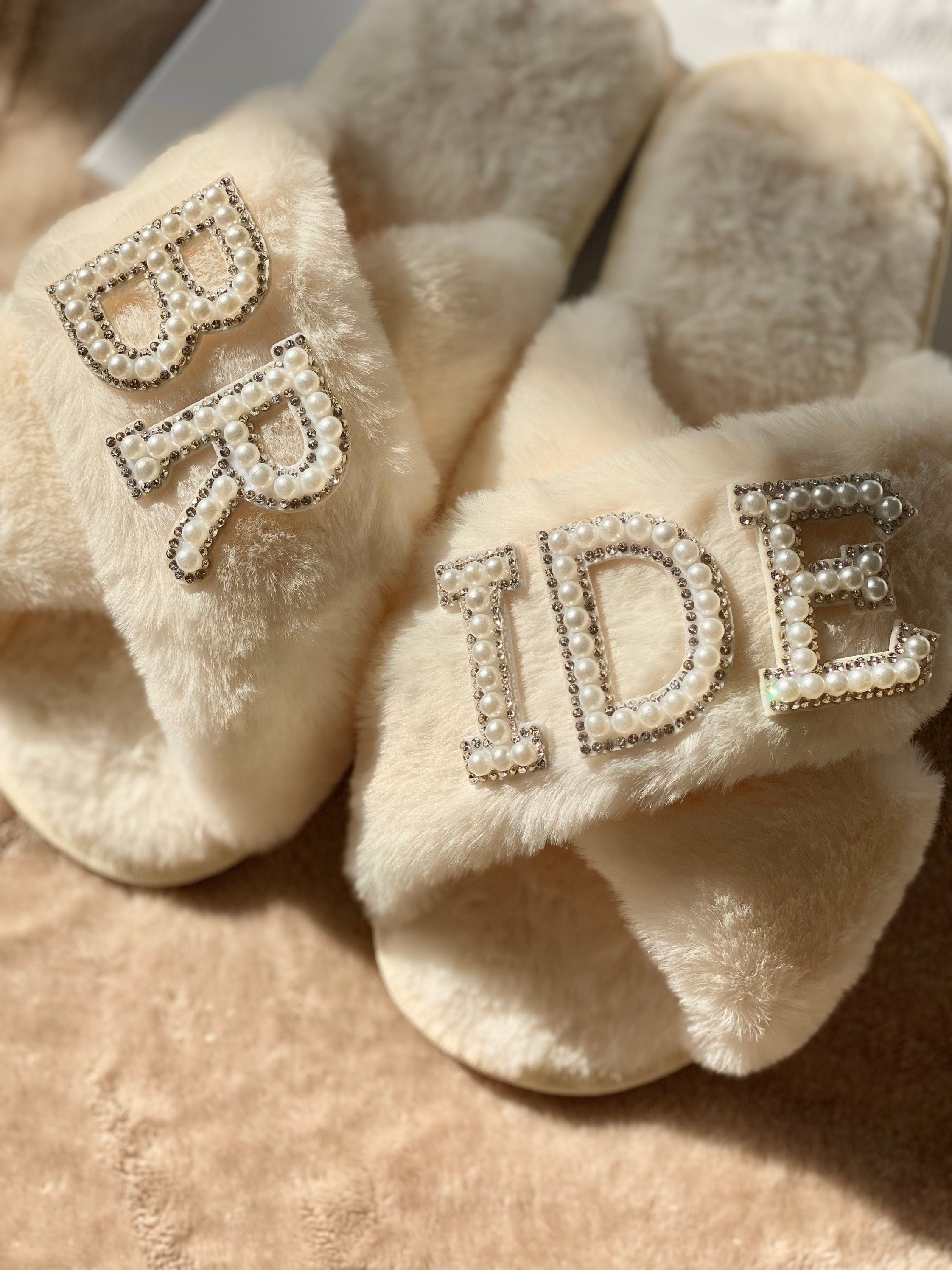 Metallic Embroidered Bride Slippers | David's Bridal