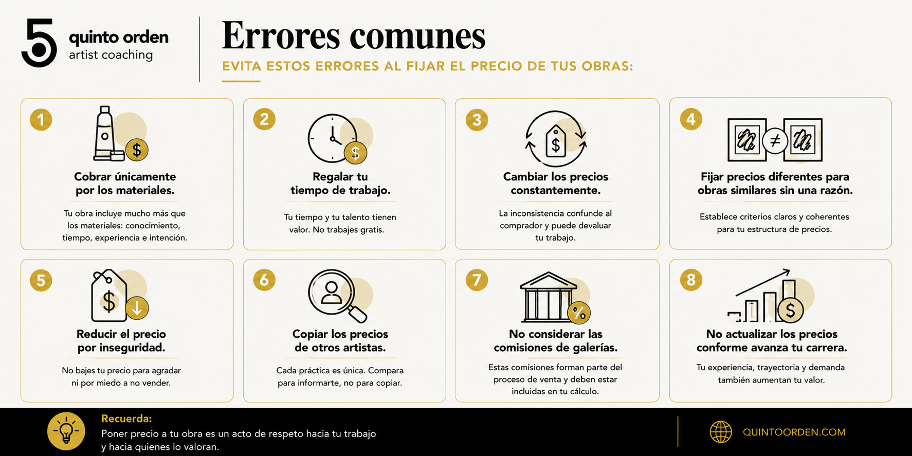 Errores comunes que evitar al poner precio de tus obras _quinto orden