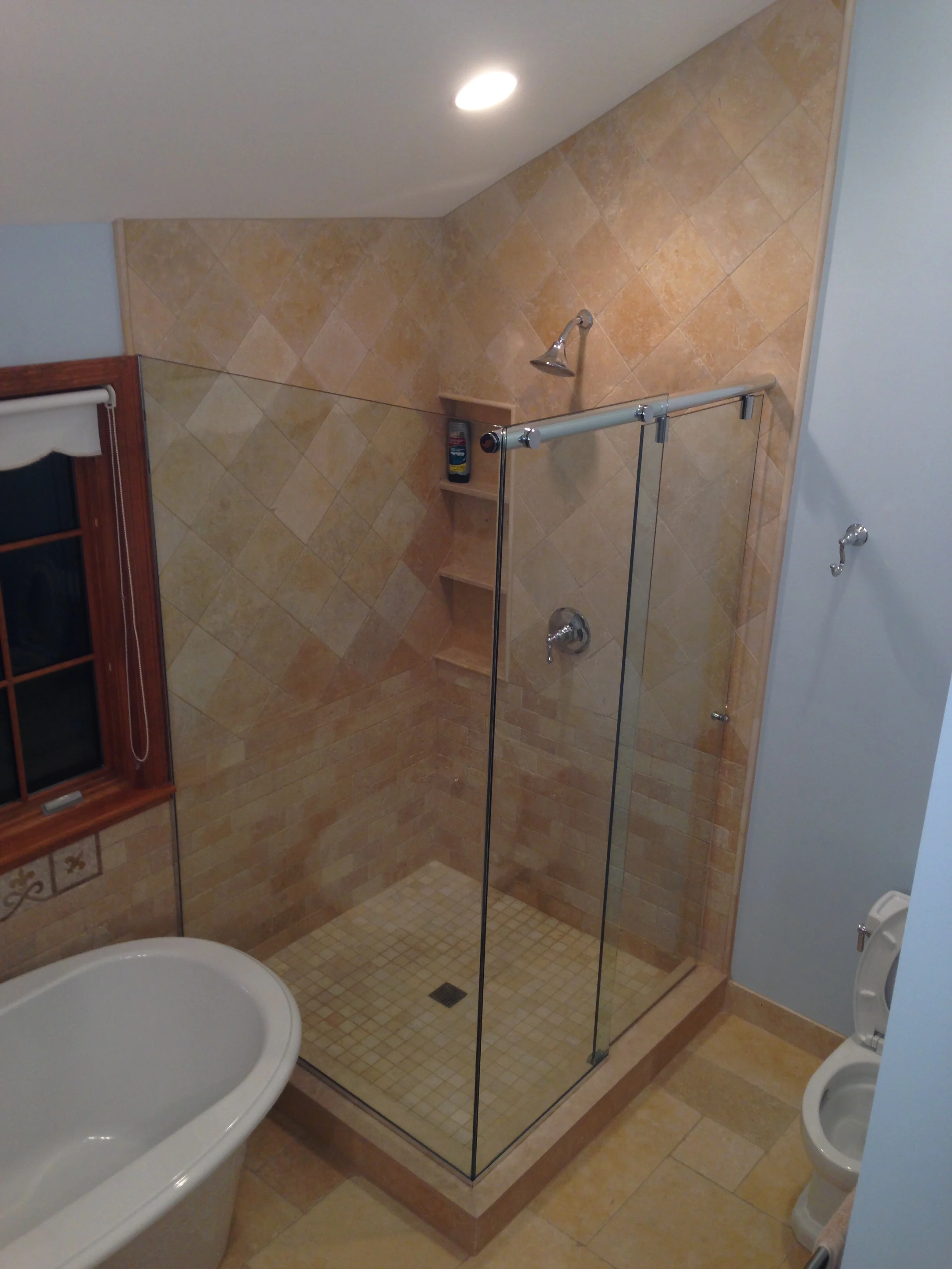 Travertine shower