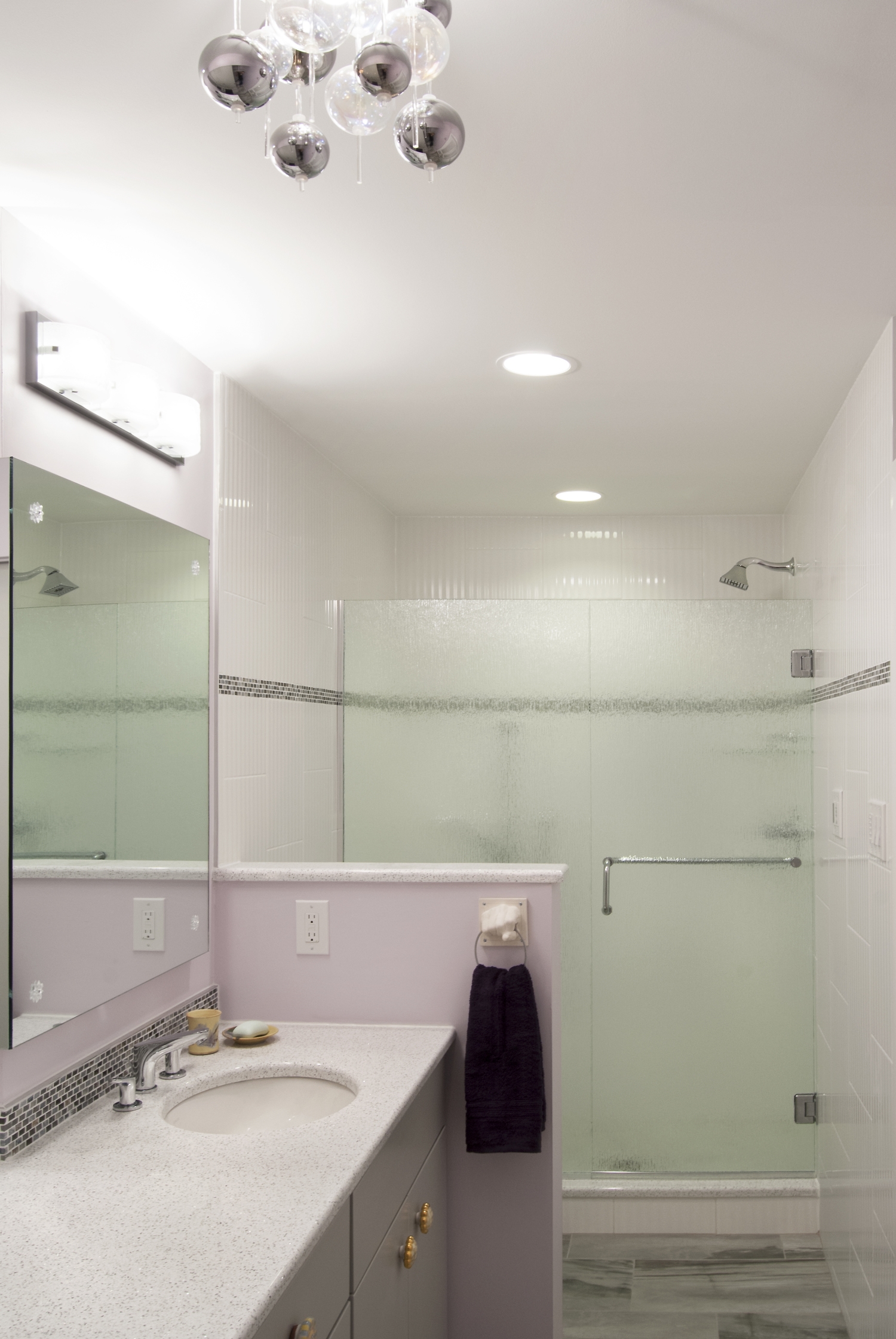 White tiled shower