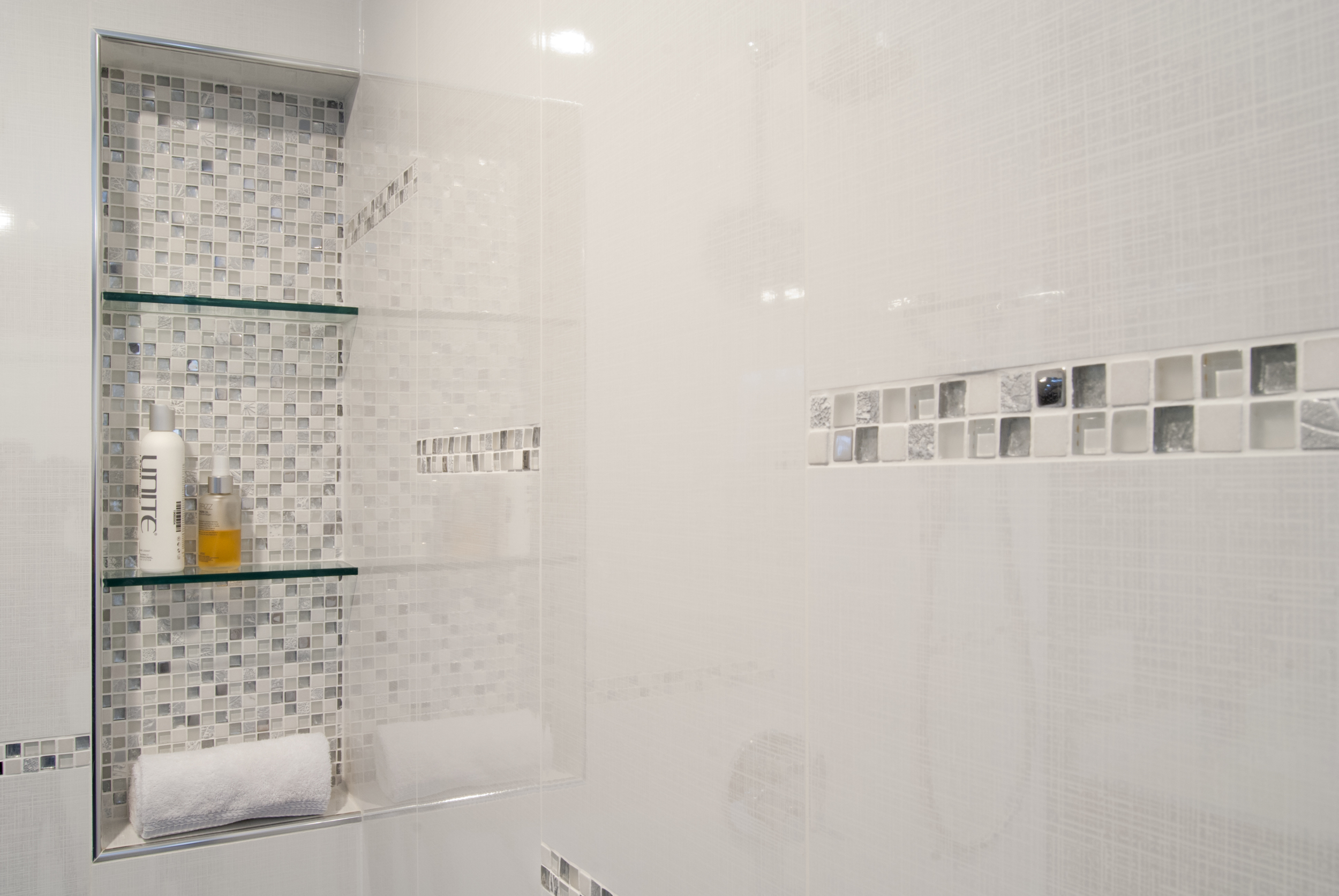 Contemporary recessed shower niche