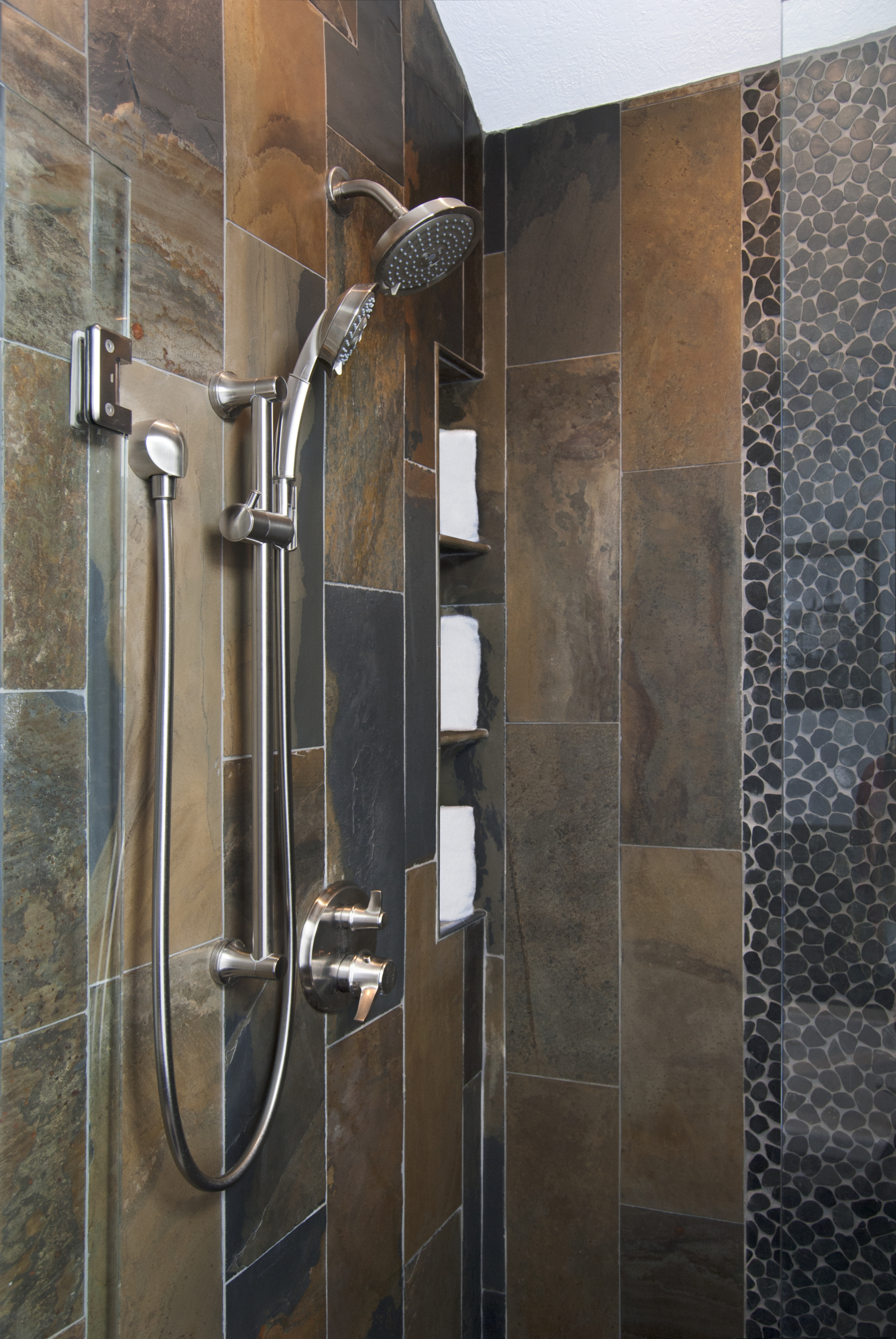 slate rustic shower