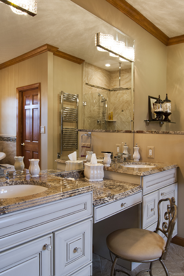 traditional vanity with make-up area