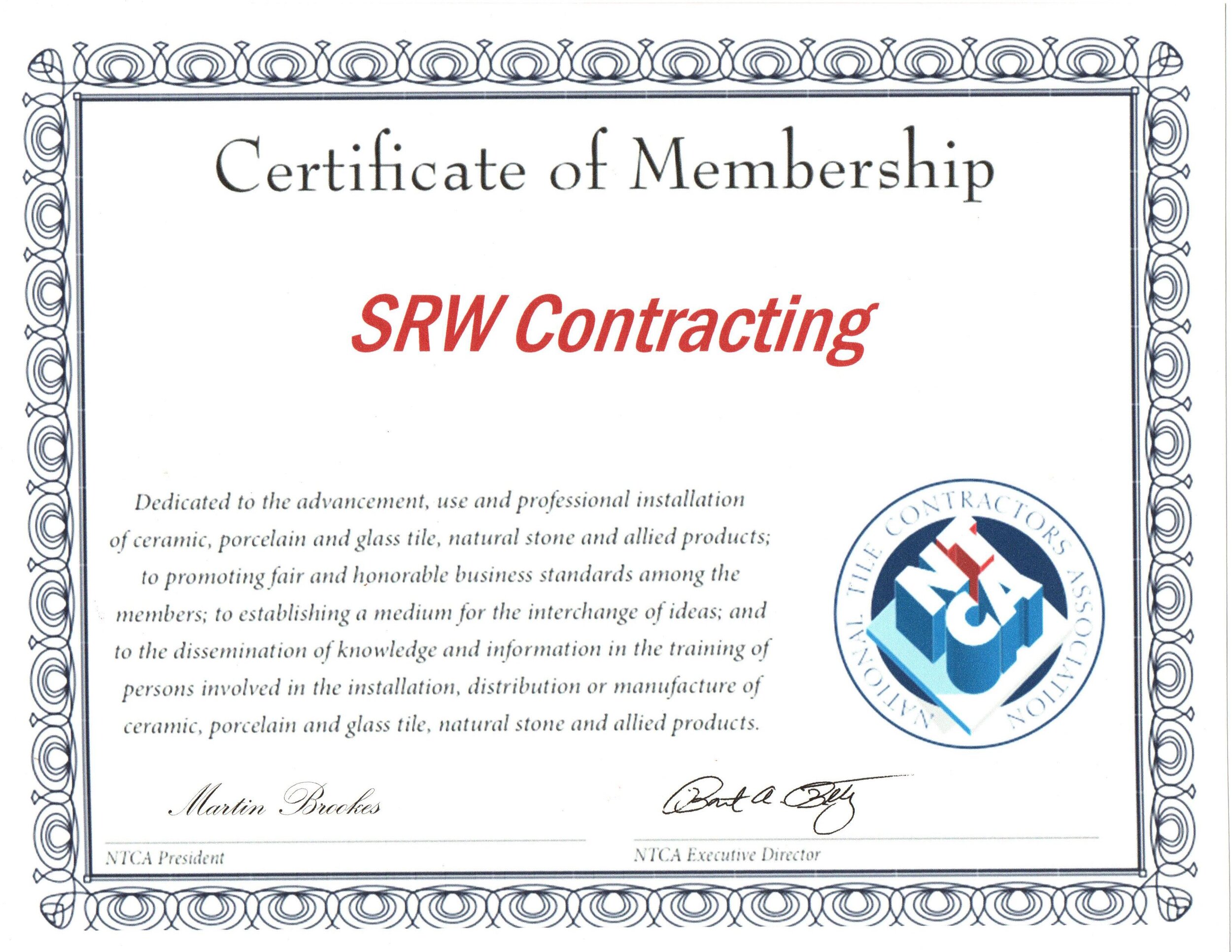 NTCA Membership for SRW Contracting, Inc. {updated}