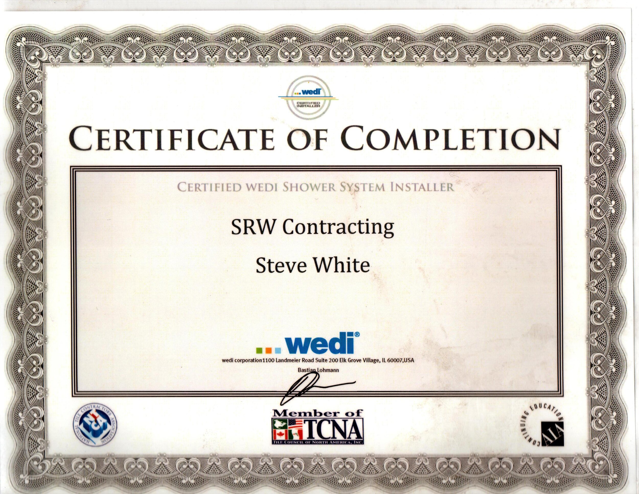 Certified Wedi Shower System Installer