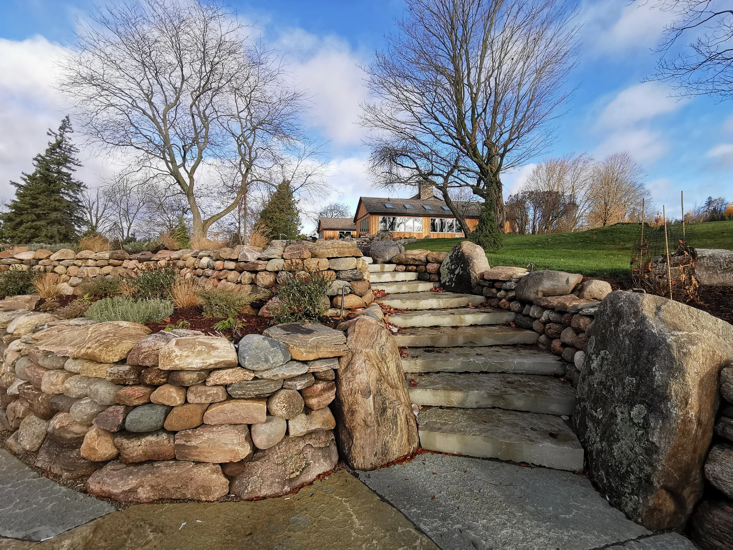 Granite Fieldstone Retaining Walls