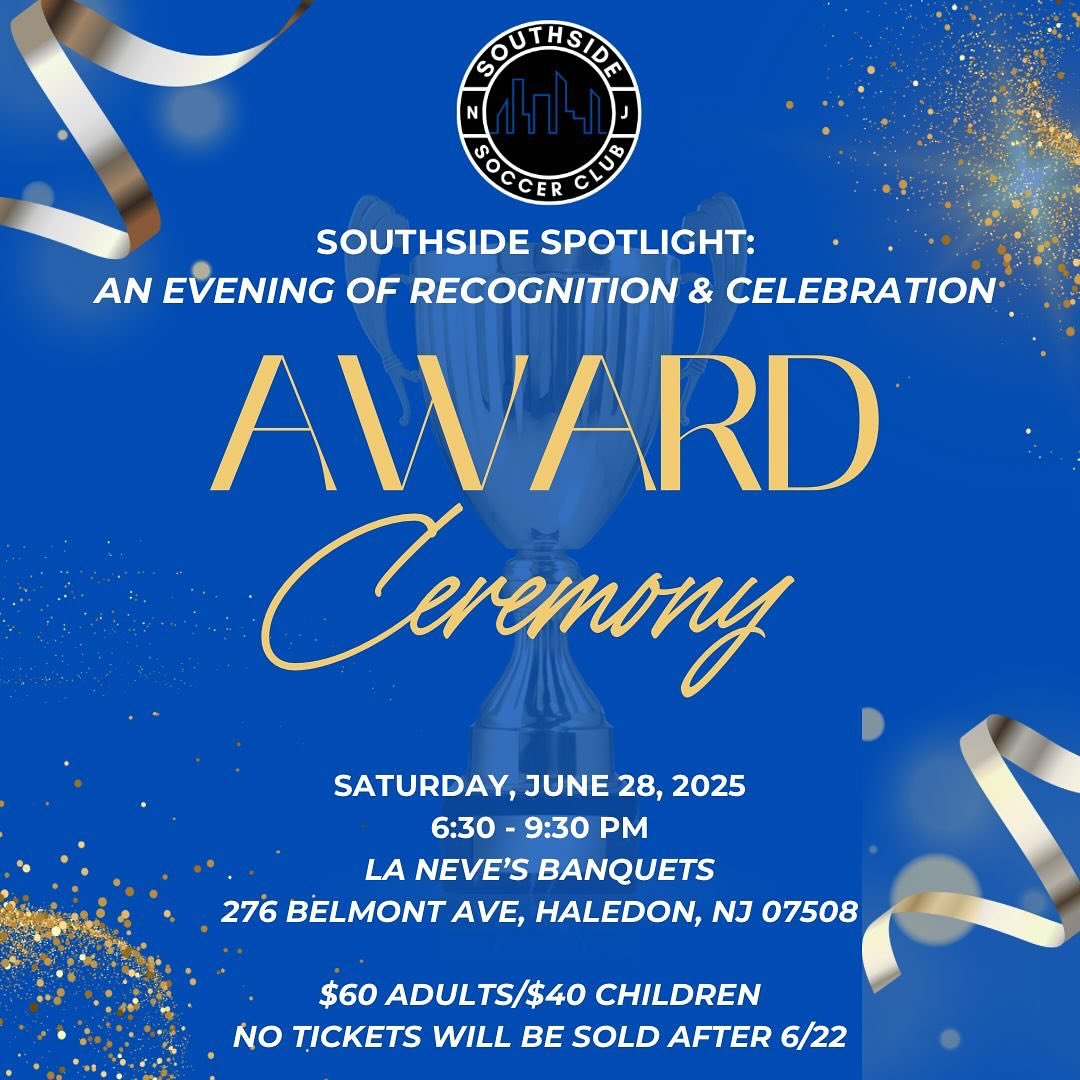 Hey Southside Family! ⚽️ We&rsquo;re excited to invite you to our end-of-the-year Awards Dinner on **Saturday, June 28th**, at Laneves! The event will run from 6:30 to 9:30 PM. It&rsquo;s going to be a wonderful time celebrating all our amazing playe