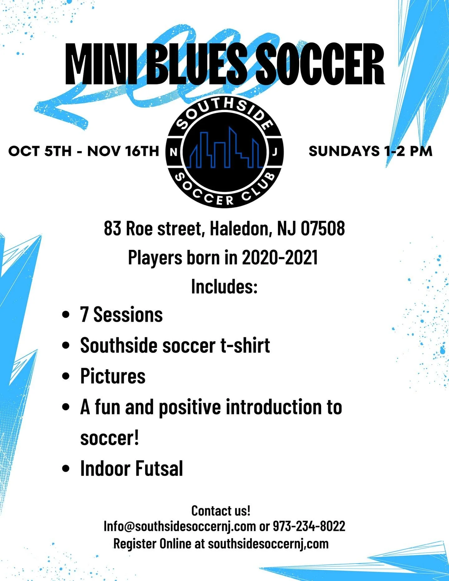 Mini Blues are back!!! ⚽️🔵📣 Register Online Now! Link is in Bio 🔗 ⬆️

#Haledon #NorthHaledon #ProspectPark #Hawthorne #Wayne #Paterson #PassaicCountyNj #NjSoccer #NjSoccerTryouts
#Futsal #USSoccer #USYouthSoccer #Futsal #FutsalNj #SoccerClub #Tour