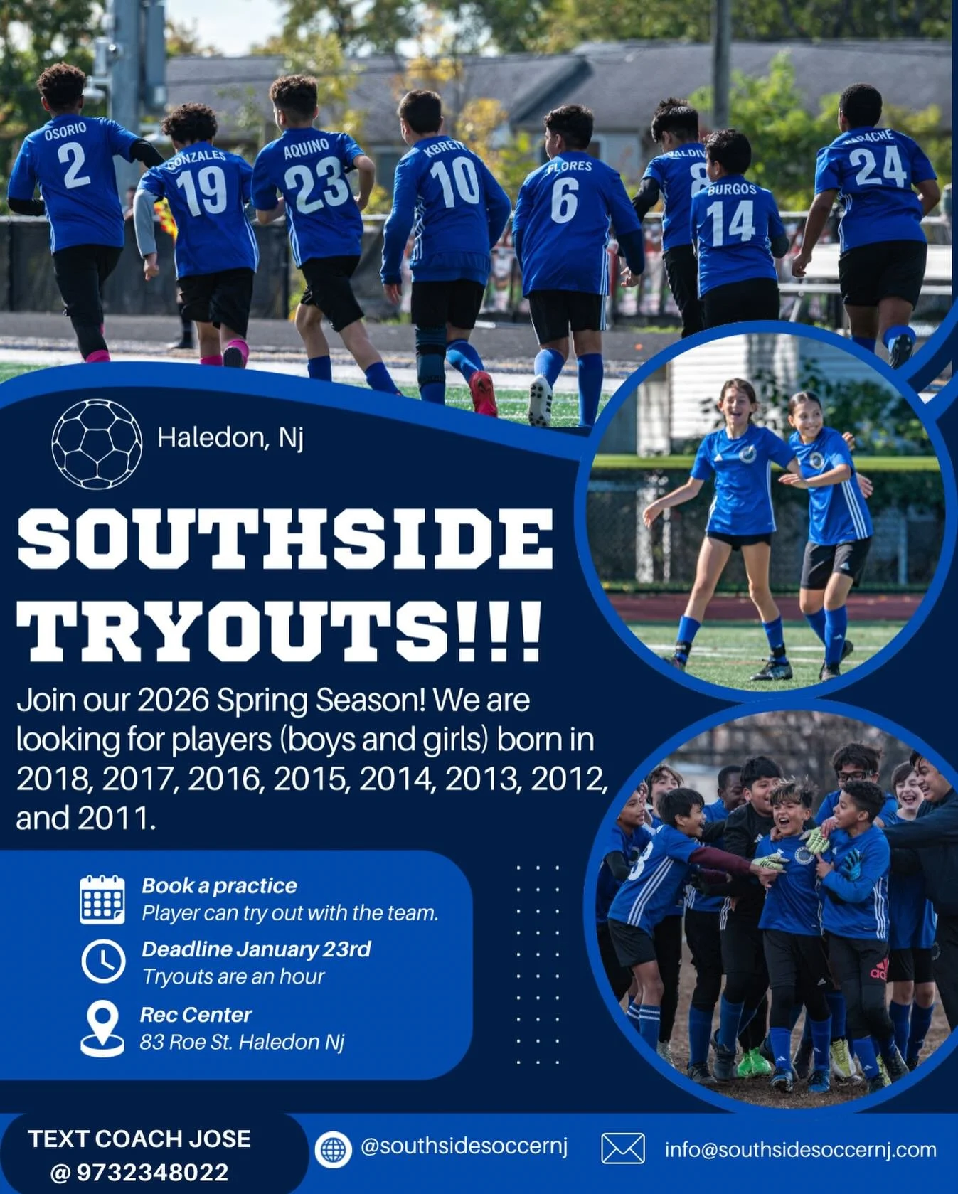 Join us this spring as we aim for the top! We've got tryouts now&mdash;schedule yours today and be part of the action in 2026! ⚽️🌟☀️

Text📲
Coach Jose @ (973)-234-8022
Coach Christian @ (973) 866-9313

Or

Register Online Now! Link in Bio

#NjSocce