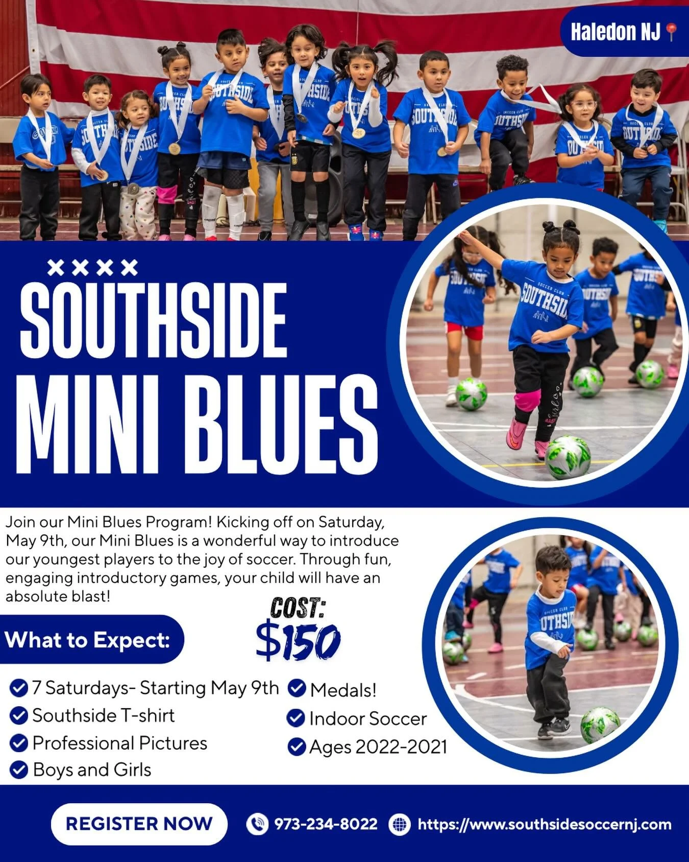 Mini Blues are Back this May‼️ Register ASAP‼️ Link is in Bio 🔗☝️

Only for boys and girls born 2021 or 2022!

#NjSoccer #USSoccer #USYouthSoccer