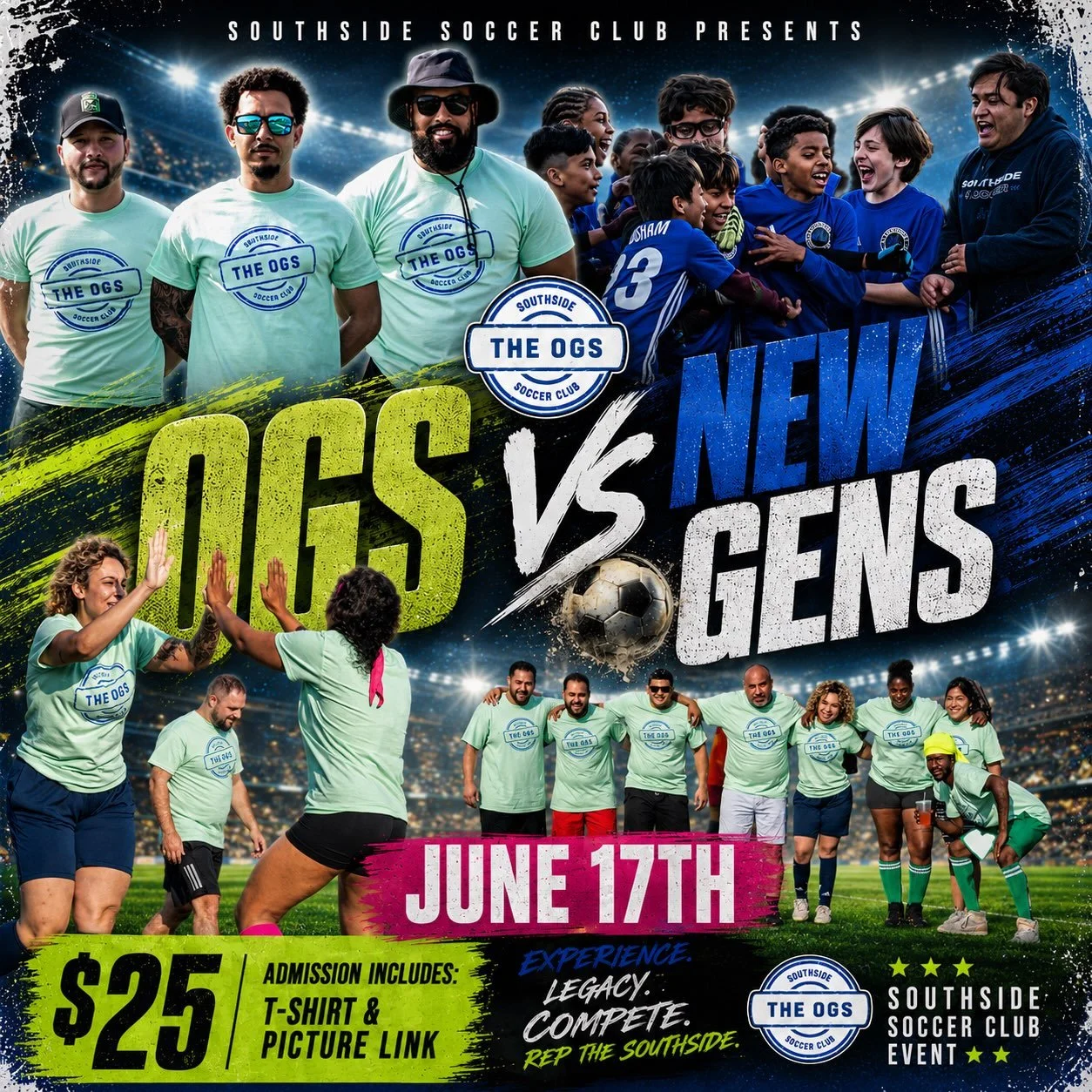 It&rsquo;s that time of the year 👀
Parents&hellip; stretch first and get the Bengay ready 😭⚽️💪

The OGS are stepping back on the field to prove they still got it against the New Gens! Who&rsquo;s taking it?🔥

🎟️ $25 Admission
Includes:
👕 Event 