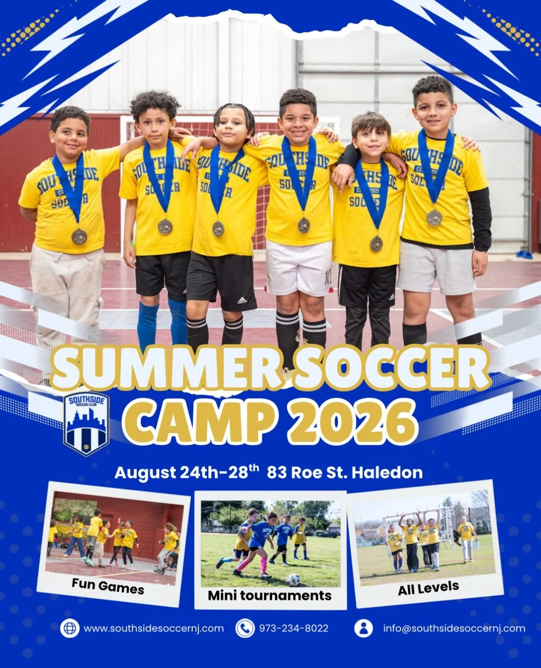 ☀️⚽️ Our Back to School Camp of the summer is here!
End your summer the Southside way and get ready for the Fall Season with a week full of fun, skill development, and competition. 💙💛

⚽ Fun Games
🏆 Mini Tournaments
🙌 All Levels Welcome

Let&rsqu