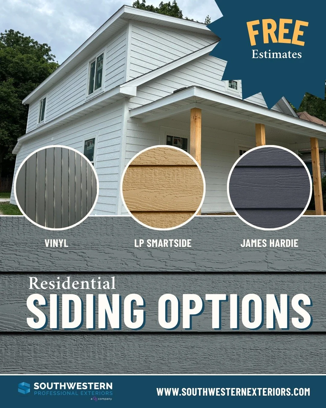 Whether you&rsquo;re looking for budget-friendly, low-maintenance vinyl or the elegant pre-finished LP SmartSide, we have something for everyone. Explore a variety of siding solutions with Southwestern Exteriors! 
-
Check out our full selection onlin