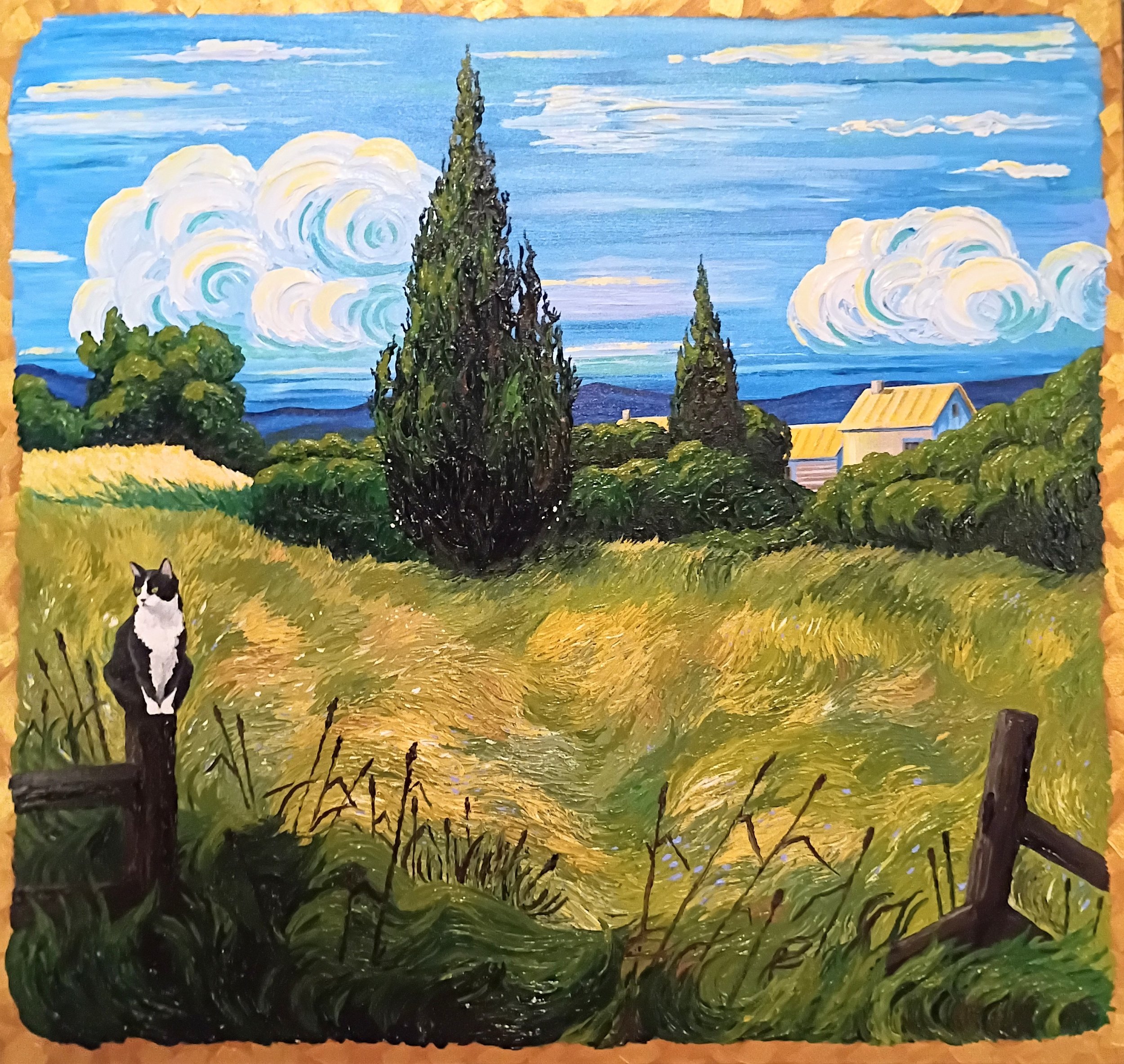 Green Wheat Field and Cat, 2026