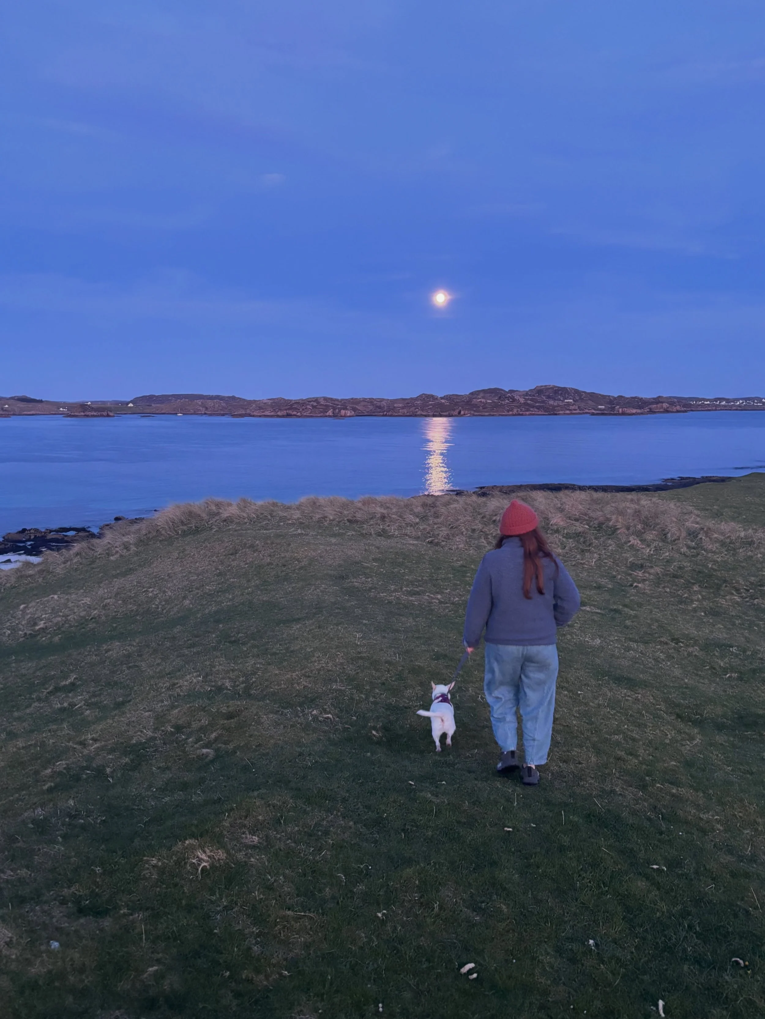 Birthday week ✨ 

Sunset watching
Moonrise walking
Dog snuggling
Fireside sleeping

Greenstone finding
Corncrake peeking 
Wild swimming
Cake eating

Rock pooling
Music riffing 
Heart expanding
Island dreaming

I didn&rsquo;t mean to write a crude poe