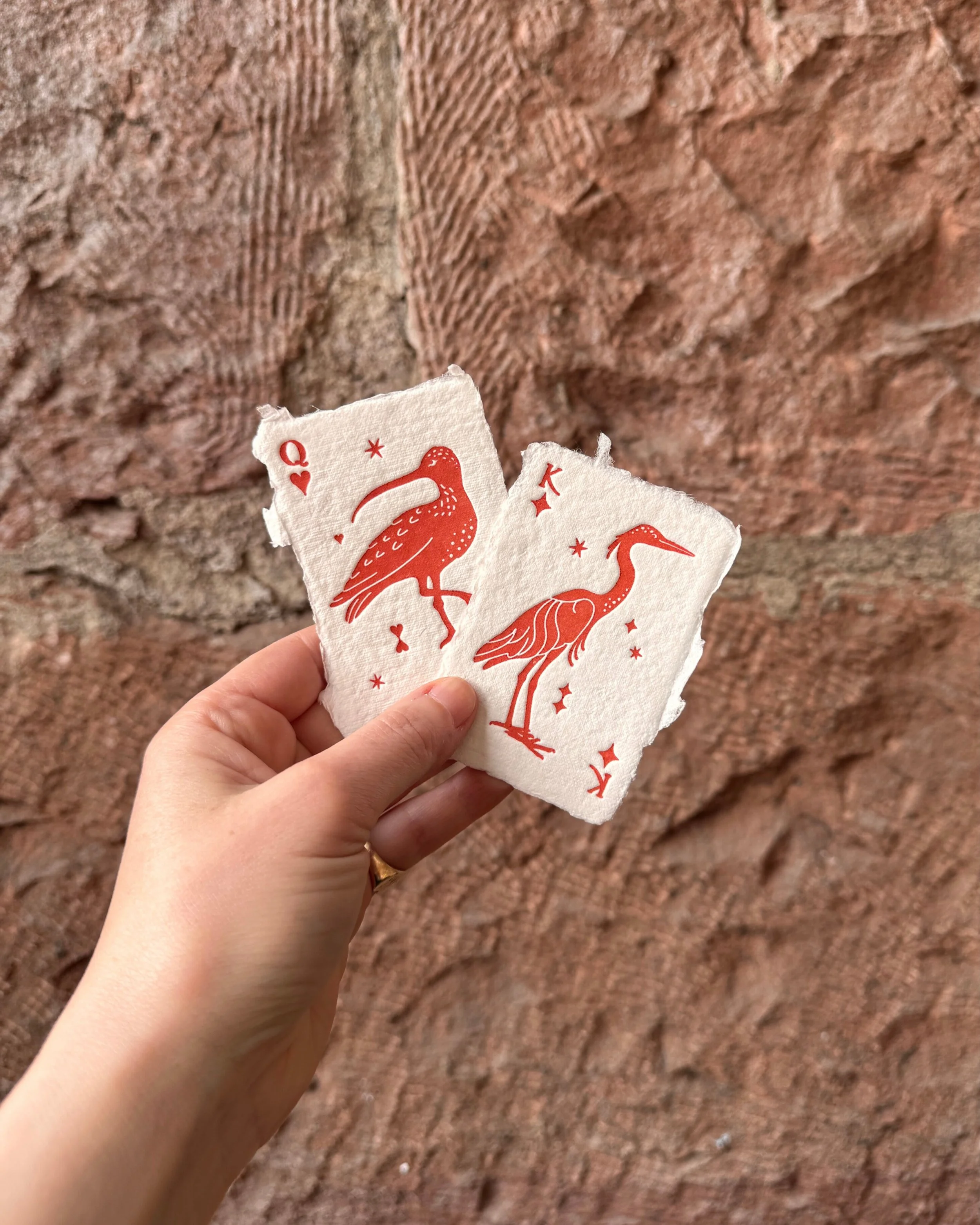 I have had the inexplicable urge to create some playing cards using my smallest handmade papers. Maybe I just like the idea that a playing card made from handmade paper couldn&rsquo;t possibly be uniform enough to be functional. 

I still have some m