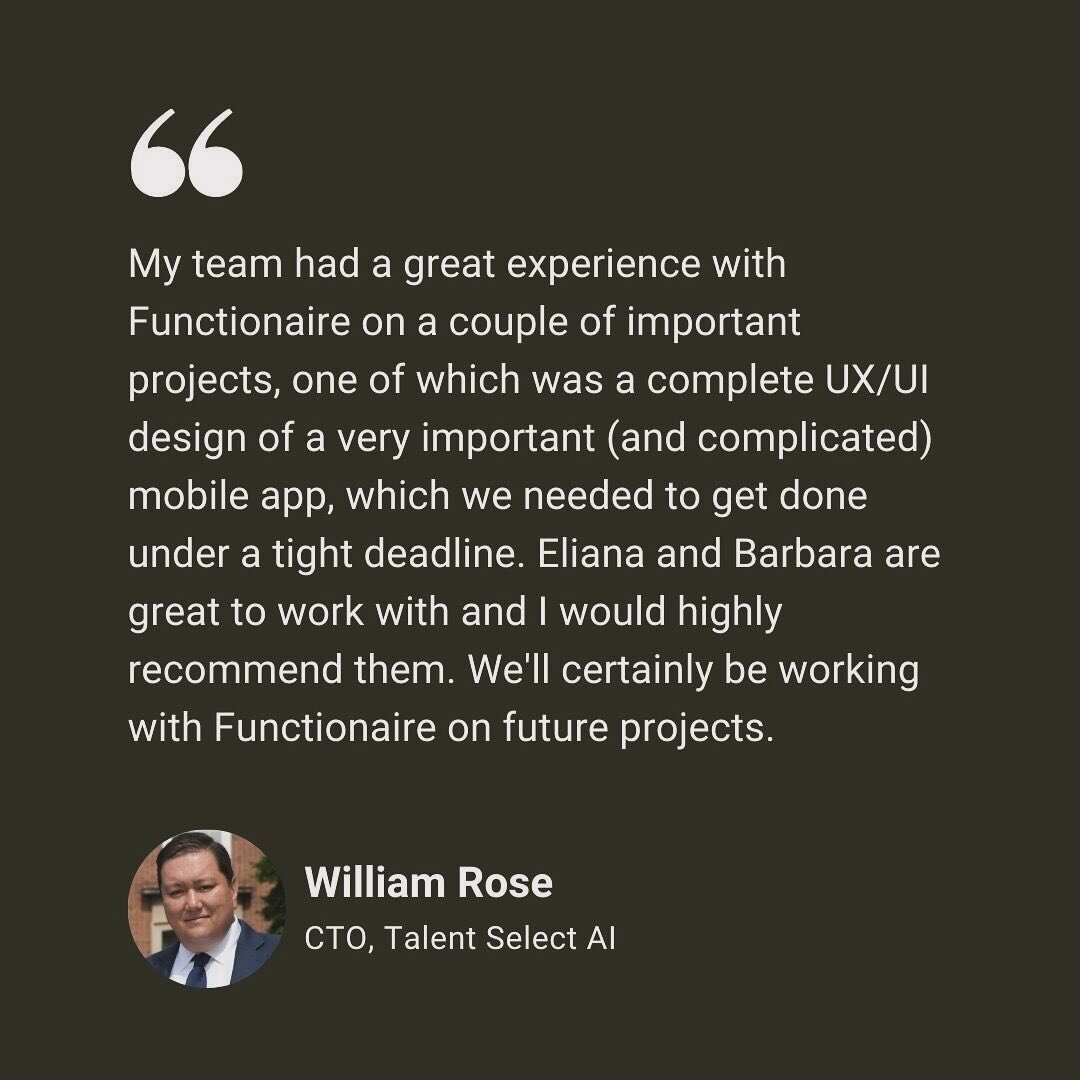 Thank you Will and #talentselectAI for being a stellar client. Working with you and team on products focused on  #innovation is an honor. Thank you for choosing us as your #uxdesign #uxresearch partner. #googlereviews #5star