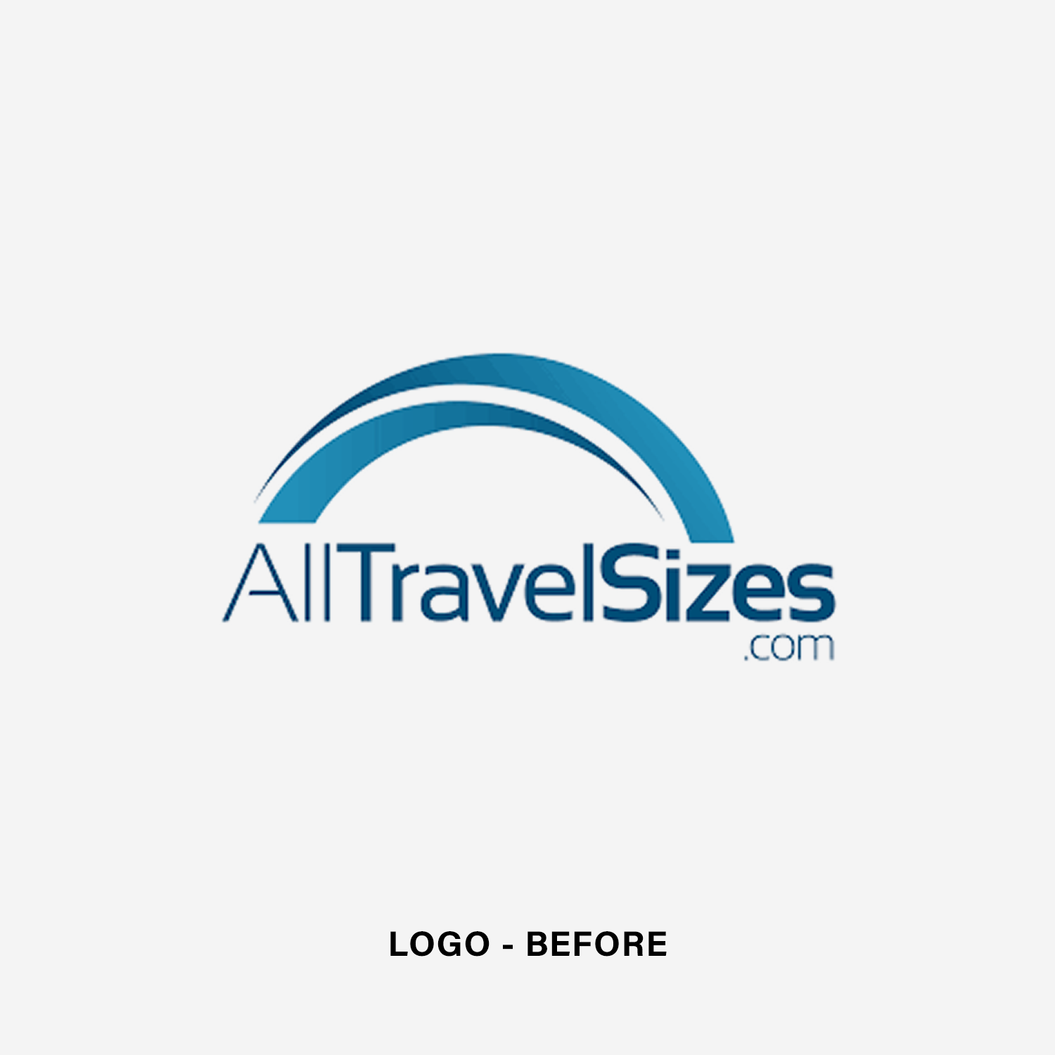 A logo featuring the words "AllTravelSizes.com" with a stylized blue and teal semi-circular design above the text.