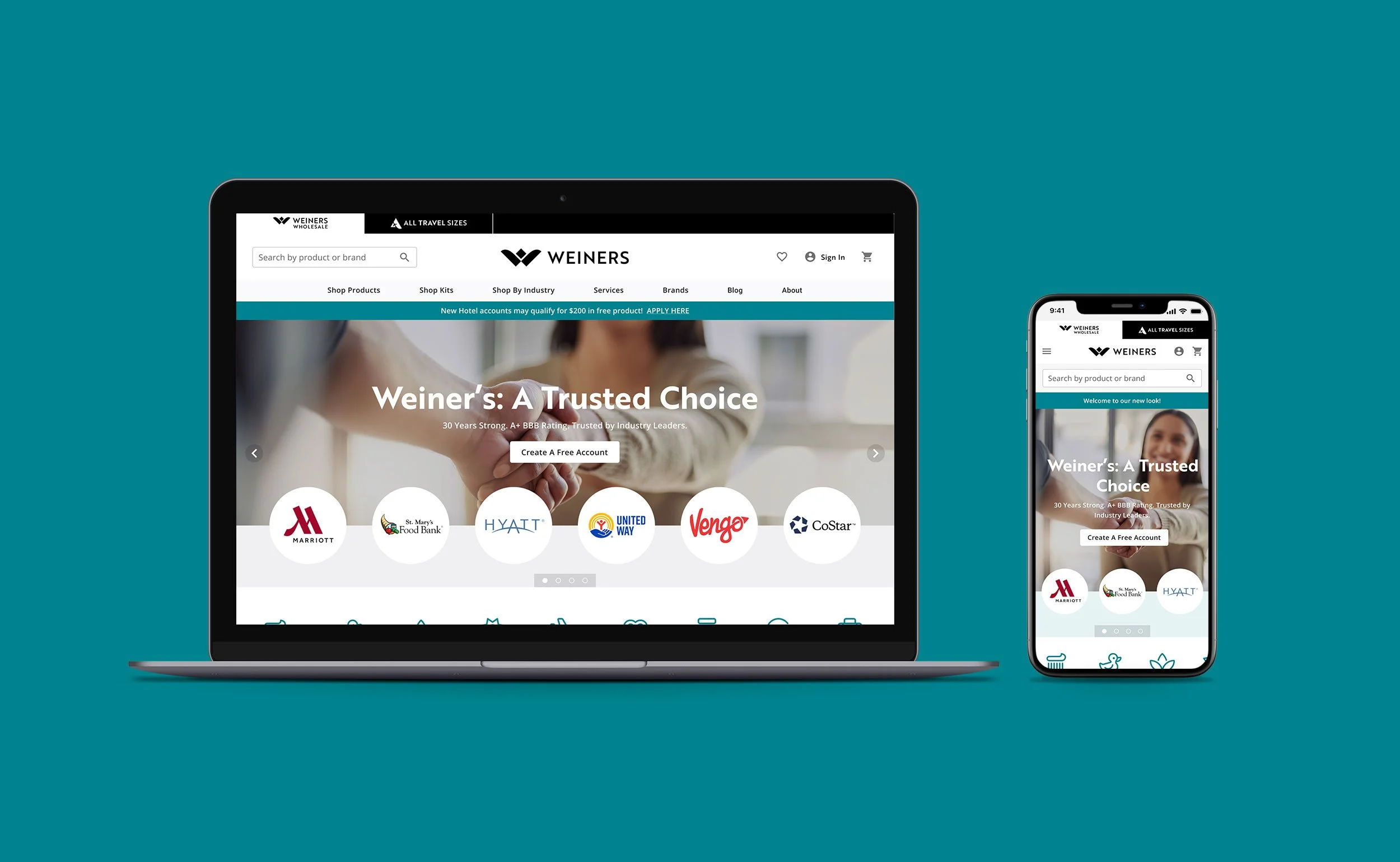 Responsive Website & Mobile UX Design for Weiner's B2B Wholesale