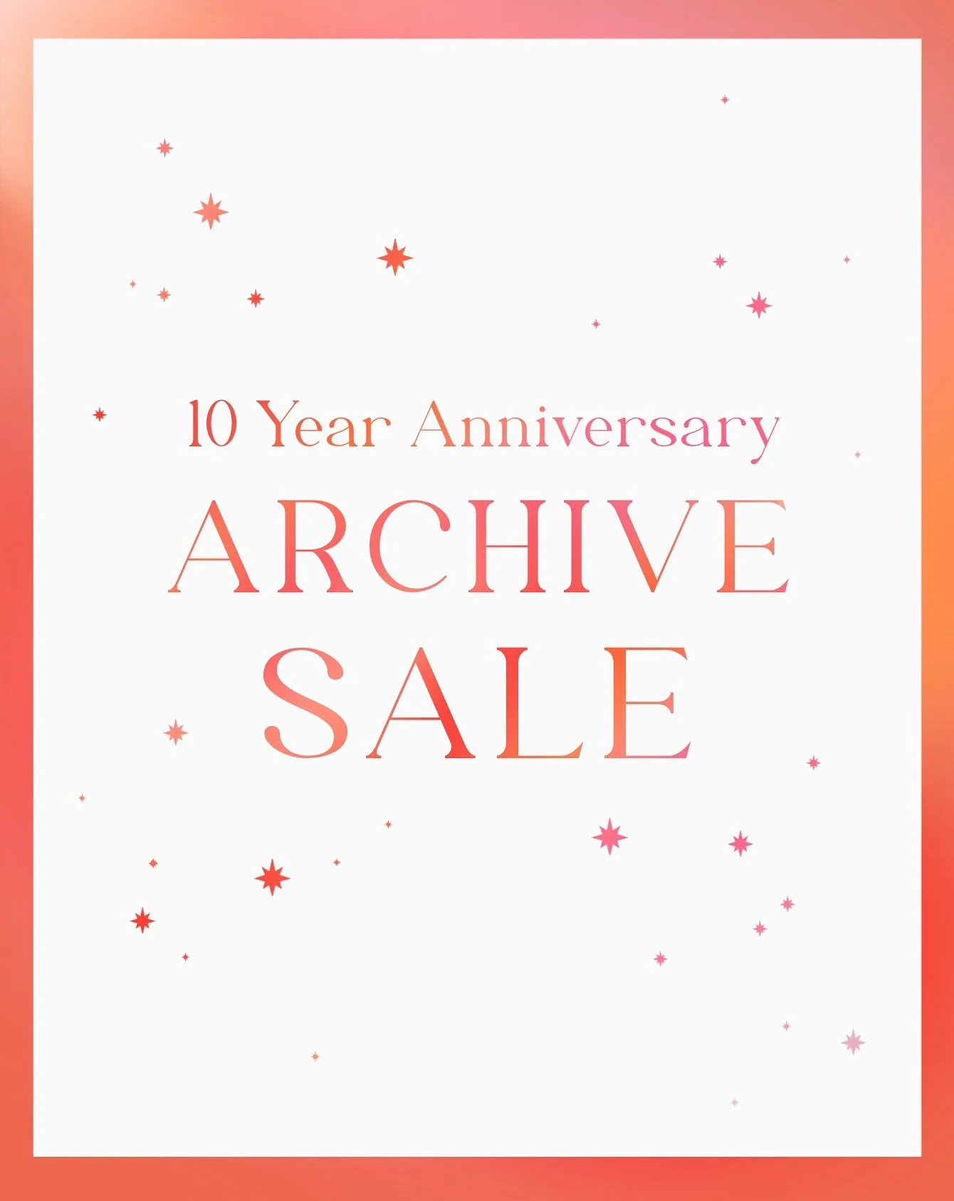 β¨ OPENS 9AM SATURDAY 27th!β¨
I’m so excited to announce my 10 Year Anniversary Archive Sale will be my biggest ever sale, a one-off clearance event to make room in my studio for a whole new decade of work! π₯°
One of a kind drawings & paint