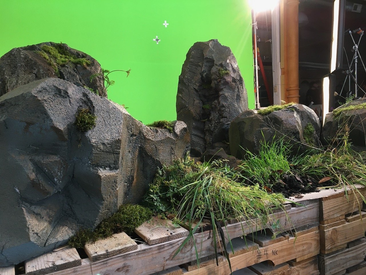 'River bank' set from "Savage Midlife", styrofoam and natural dressing.