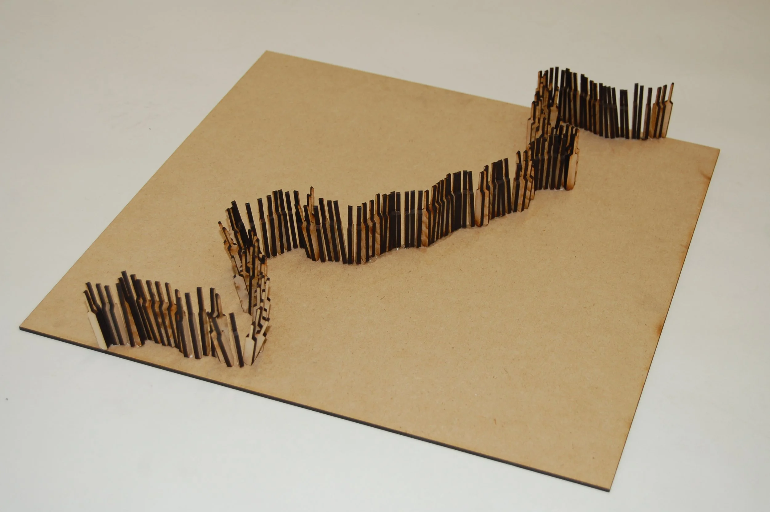 Full piece with all laser cut cricket bats shown.