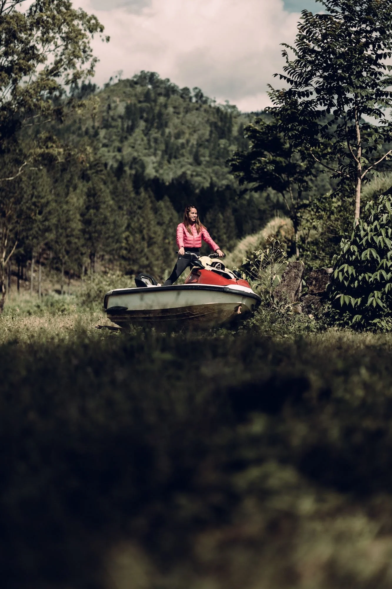 A rider on a jet ski in motion, adventure portrait session inspired by destination photography.
